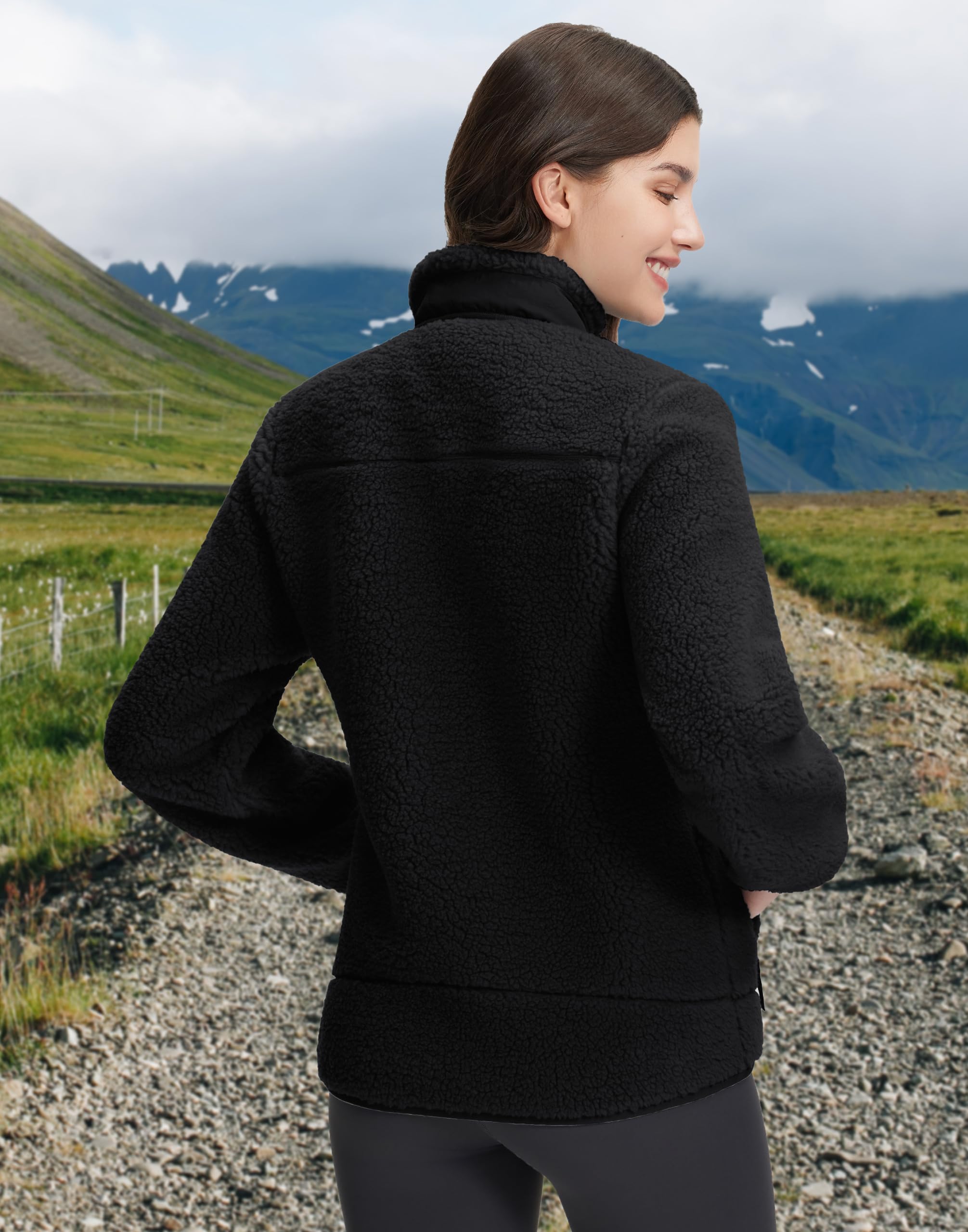 Pioneer Camp Veste Polaire Femme à Col Montant - 550g Ultra Épaisse, Anti-Vent - Pour Randonnée, Ski, Alpinisme - Tissu Haute Densité Anti-Bouloche - Pochettes Zippées, Ourlets Élastiques