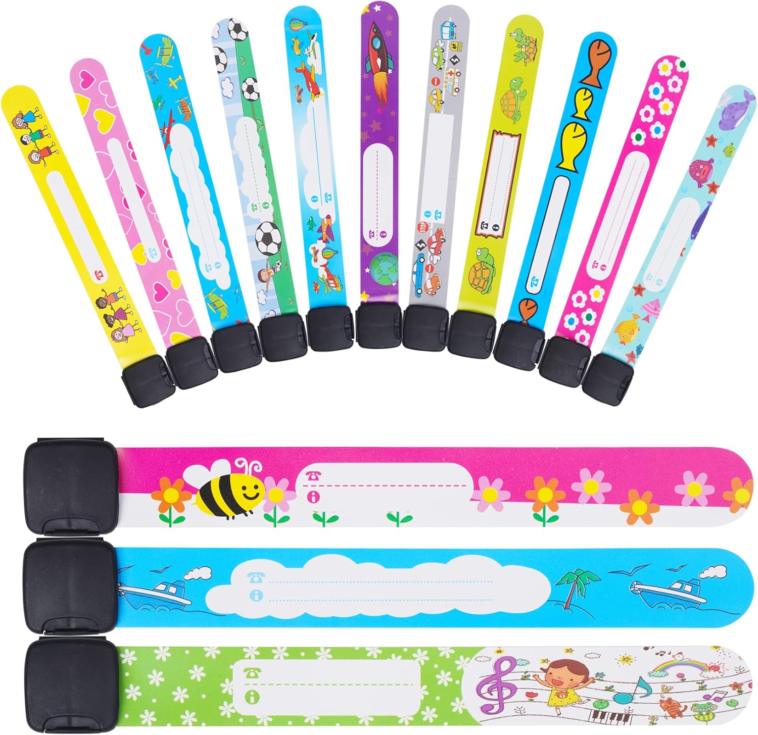 14Pcs Children Safety ID Wristband Waterproof Kids Id Bracelets Reusable Adjustable