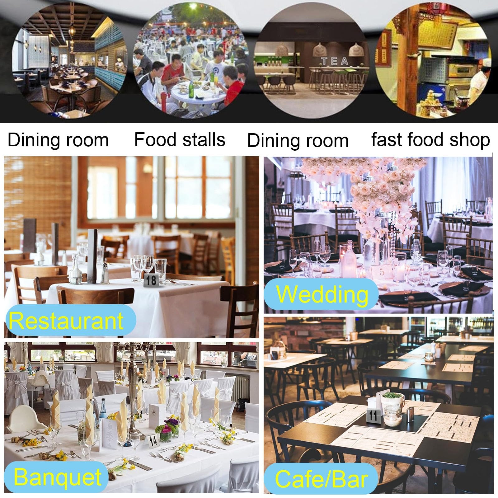 Números de mesa de acero inoxidable, marcadores metálicos fáciles de apilar, tarjetas de lugar reutilizables para eventos, señalización reservada para restaurantes, bodas, clubes (1-25)