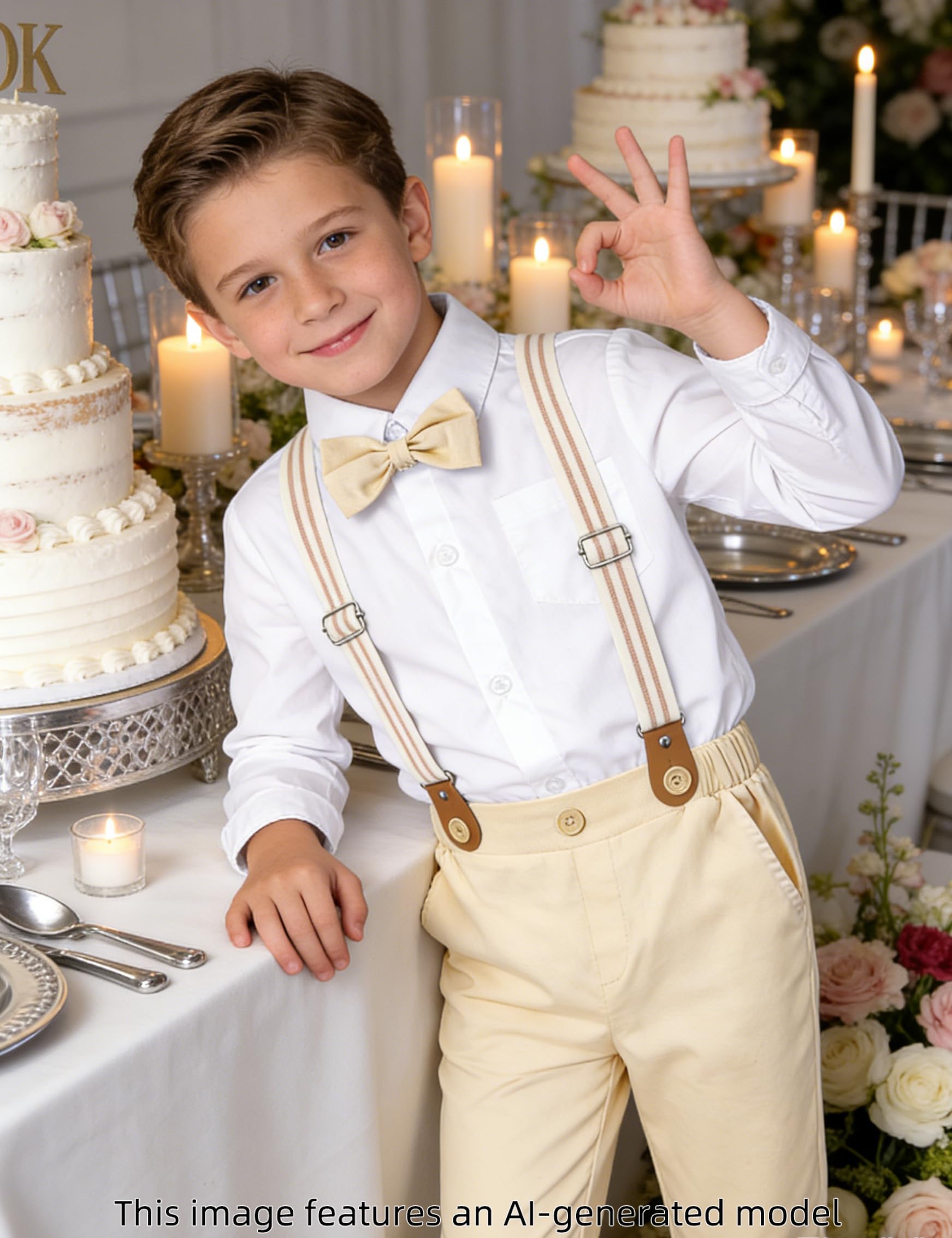 A&J DESIGN Toddler Suit Boys Robe de mariage pour bébé Vêtements formels pour enfants avec suspension