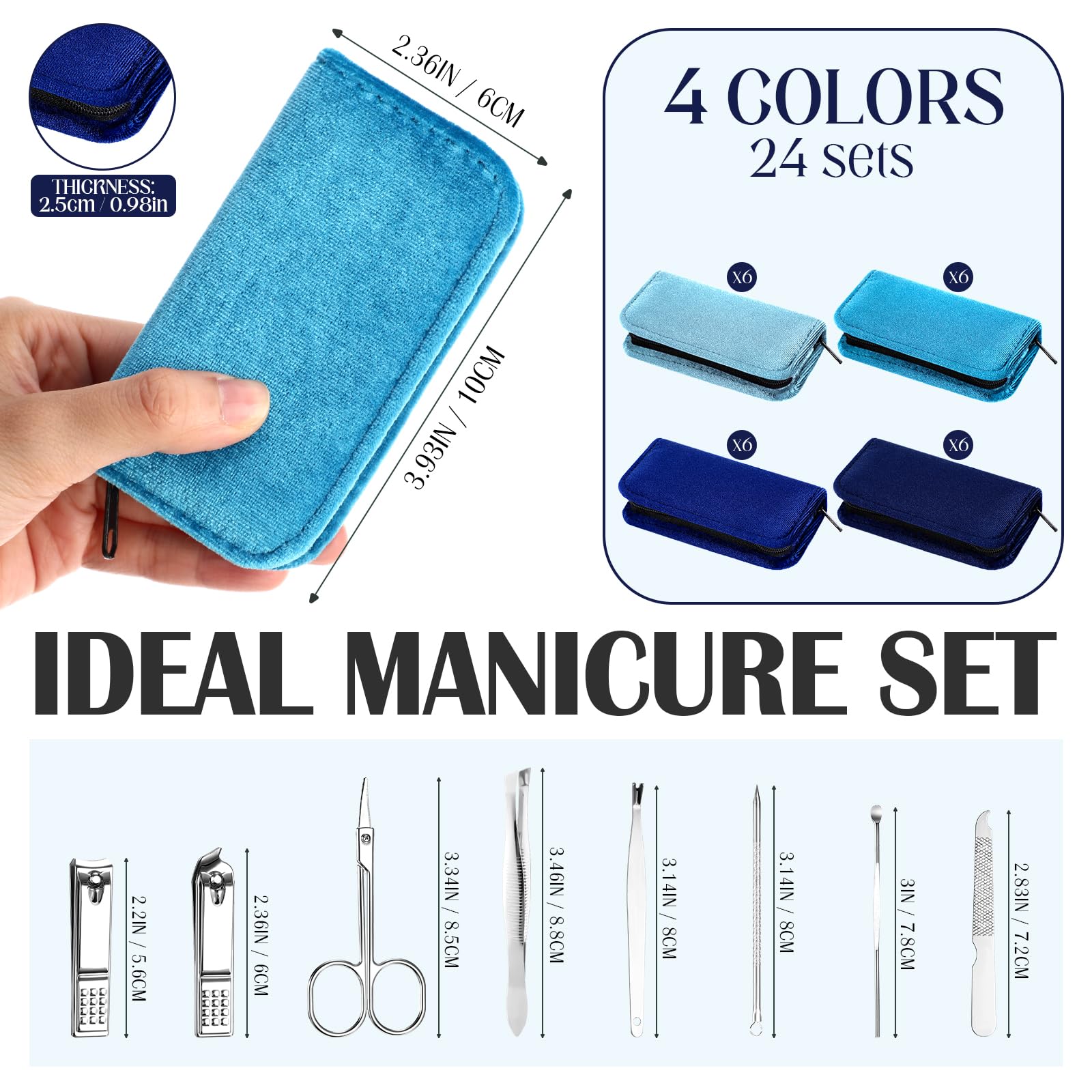 Coume Kit de manucure professionnel 8 en 1 en acier inoxydable avec étui de voyage luxueux - Cadeaux pour hommes, femmes, amis, collègues (série bleue)