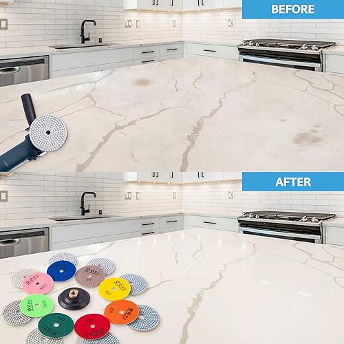 Miniatura 3 de Almohadillas de pulido de azulejos de diamante de 4 pulgadas para pulidora de molinillo, kit de 15 almohadillas de pulido de hormigón húmedo y seco