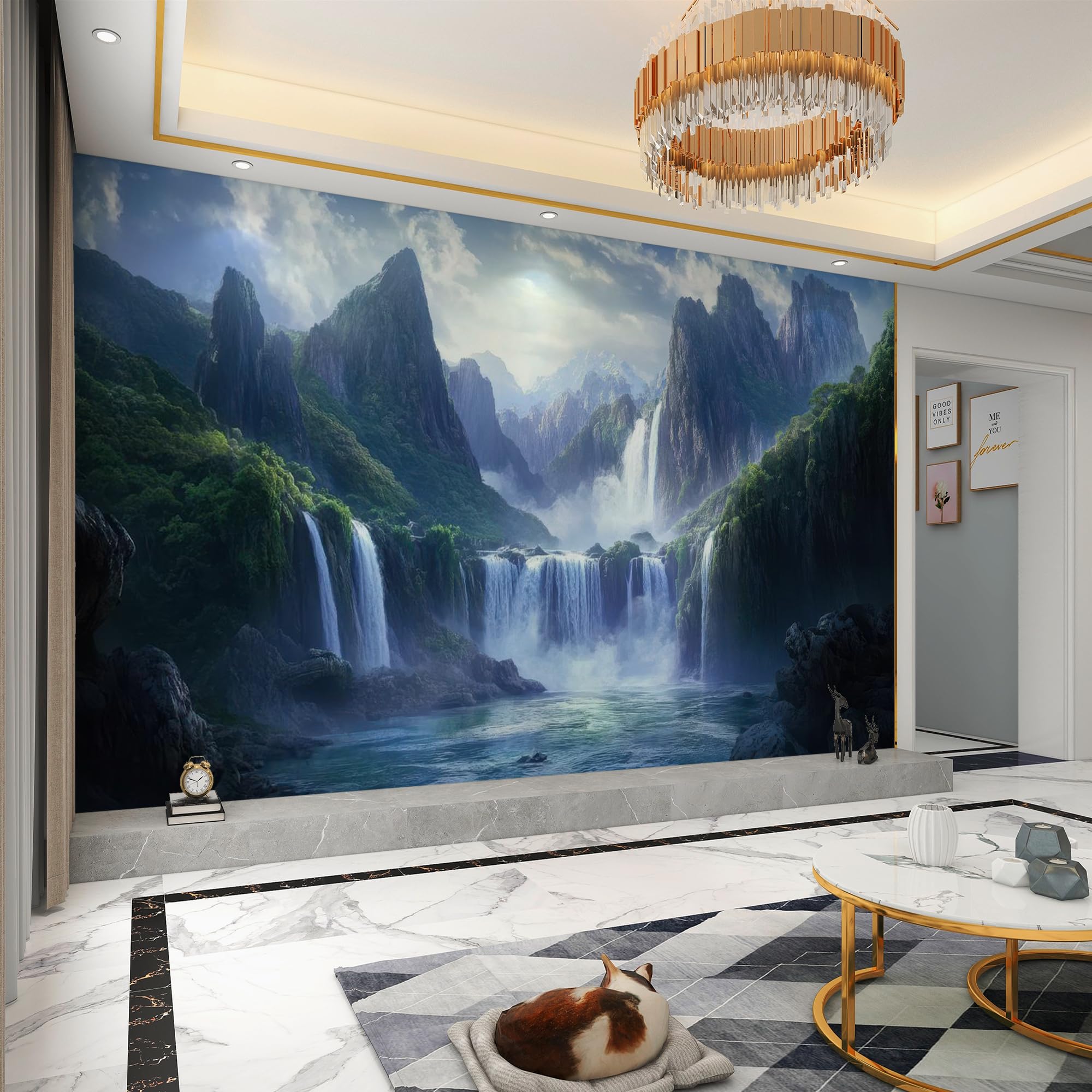 Carta da parati effetto 3D Autunno 350 x 256 cm Murale Non Tessuto Paesaggio Naturale Fotomurale Stampa HD Moderna Poster Per Soggiorno E Camera Da Letto Design 2M1179