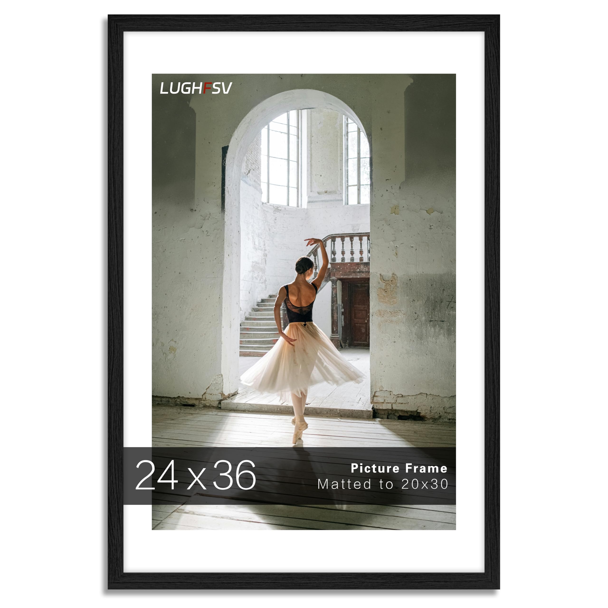 24x36 Large Picture Frame for Wall, Vertical or Horizontal Wall Hanging Large Poster Frame for Photo and Posters, Poster Frame 20x30 with Mat 24x36 Without Mat
