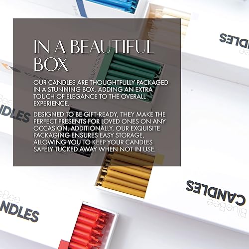 Miniatura 5 de BlueBee - Velas de cera de abeja 100% natural, velas cónicas altas y finas, 100 unidades