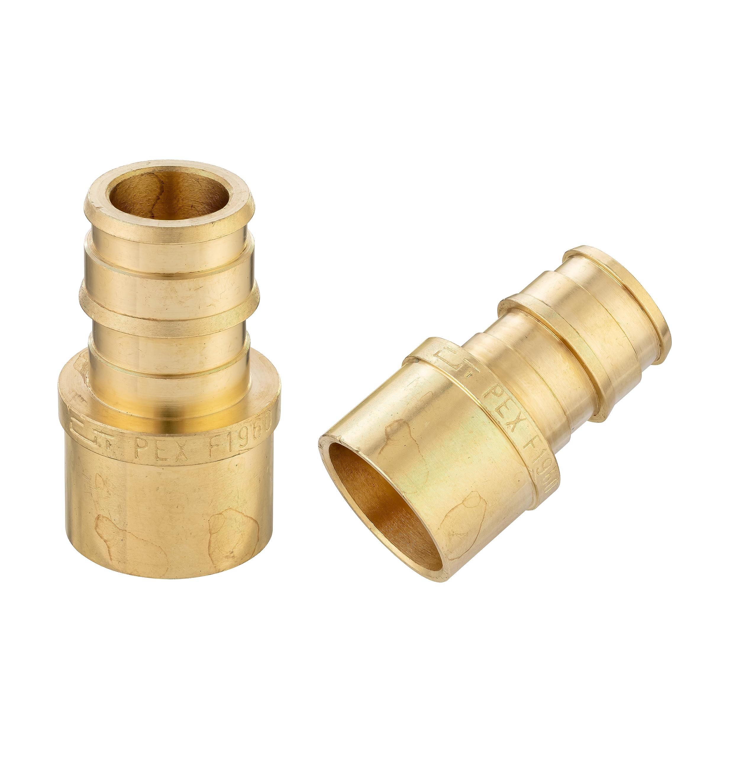 EFIELD Pex A - Adaptador de latón de expansión de flujo completo de 1/2 x 1/2 pulgada (sobre el tubo de cobre), ASTM F1960 (paquete de 2)
