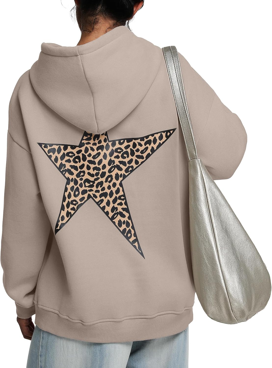 Hoodies for Womens Y2k Oversized Star Print Sweatshirts Aesthetic Cheetah Graphic Hooded Hoodie - Image 4