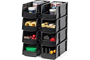 IRIS USA Large Stackable Open Front Storage Organizer Basket Bin for Pantry, Black, 8-Pack