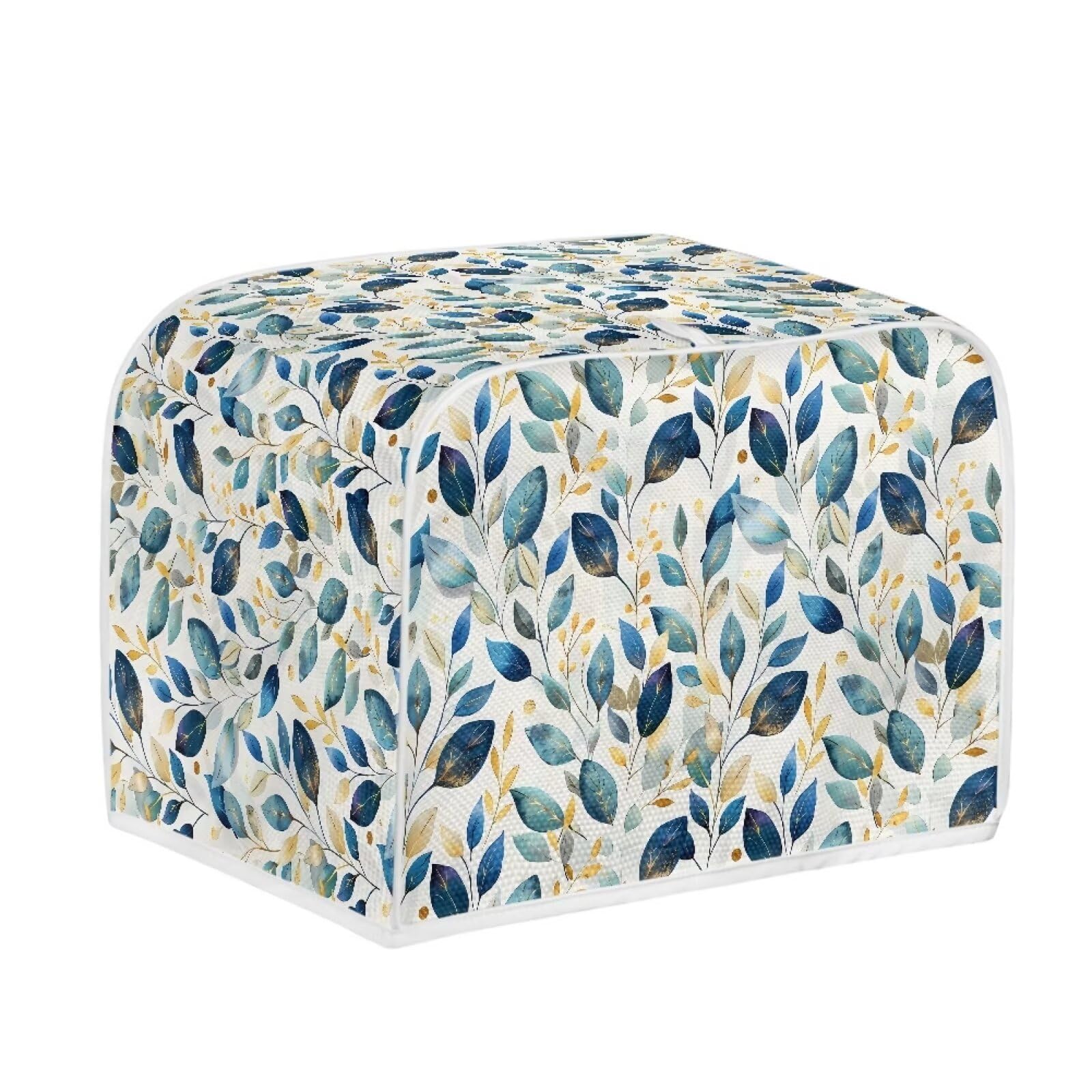NETILGEN 4 Slice Toaster Dust Cover Bread Toaster Oven Dustproof Cover Kitchen Bakeware Protector Dustproof Fingerprint Protection Gift for Mom Wife Friends, Blue Gold Leaf