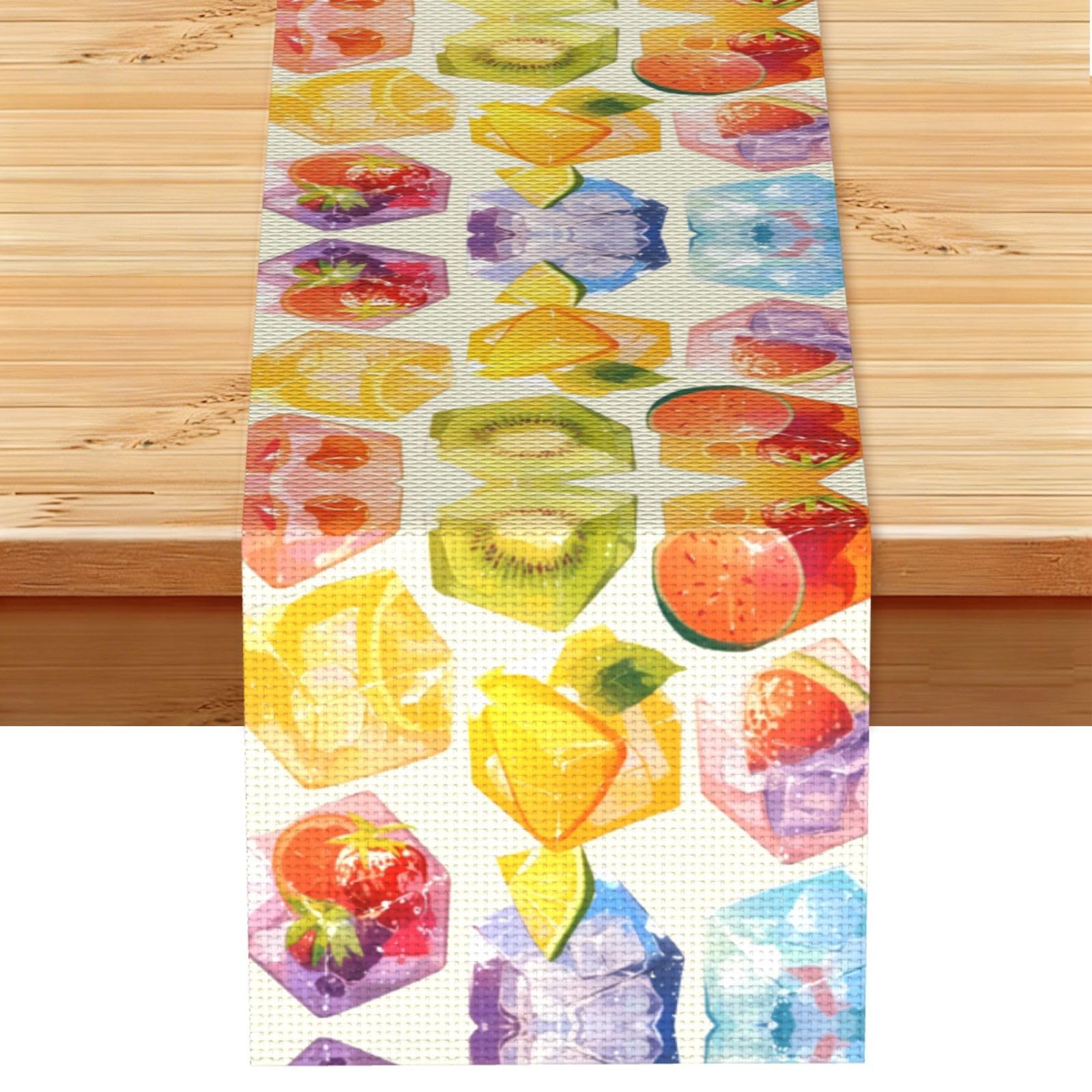Fruit pieces Linen Feel Table Runner Wedding Party Home Decoration