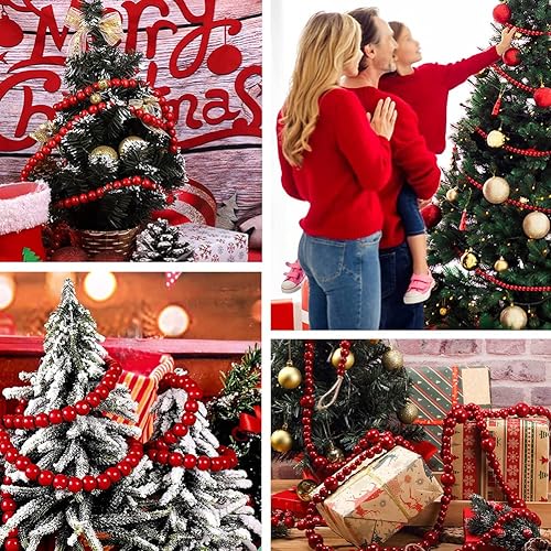 Miniatura 4 de WLIANG 150 cuentas de madera rojas de 0.63 pulgadas, cuentas de madera redondas sin terminar para manualidades, guirnaldas de decoración de granja,