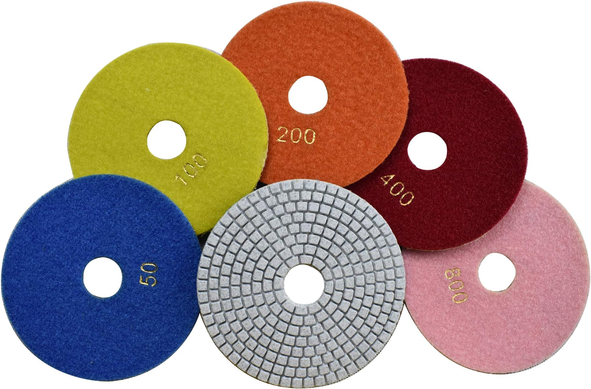 Wet Diamond 5 inch Polishing Pads 5 Packs for Granite Marble Travertine Concrete Quartz Terrazzo Renew