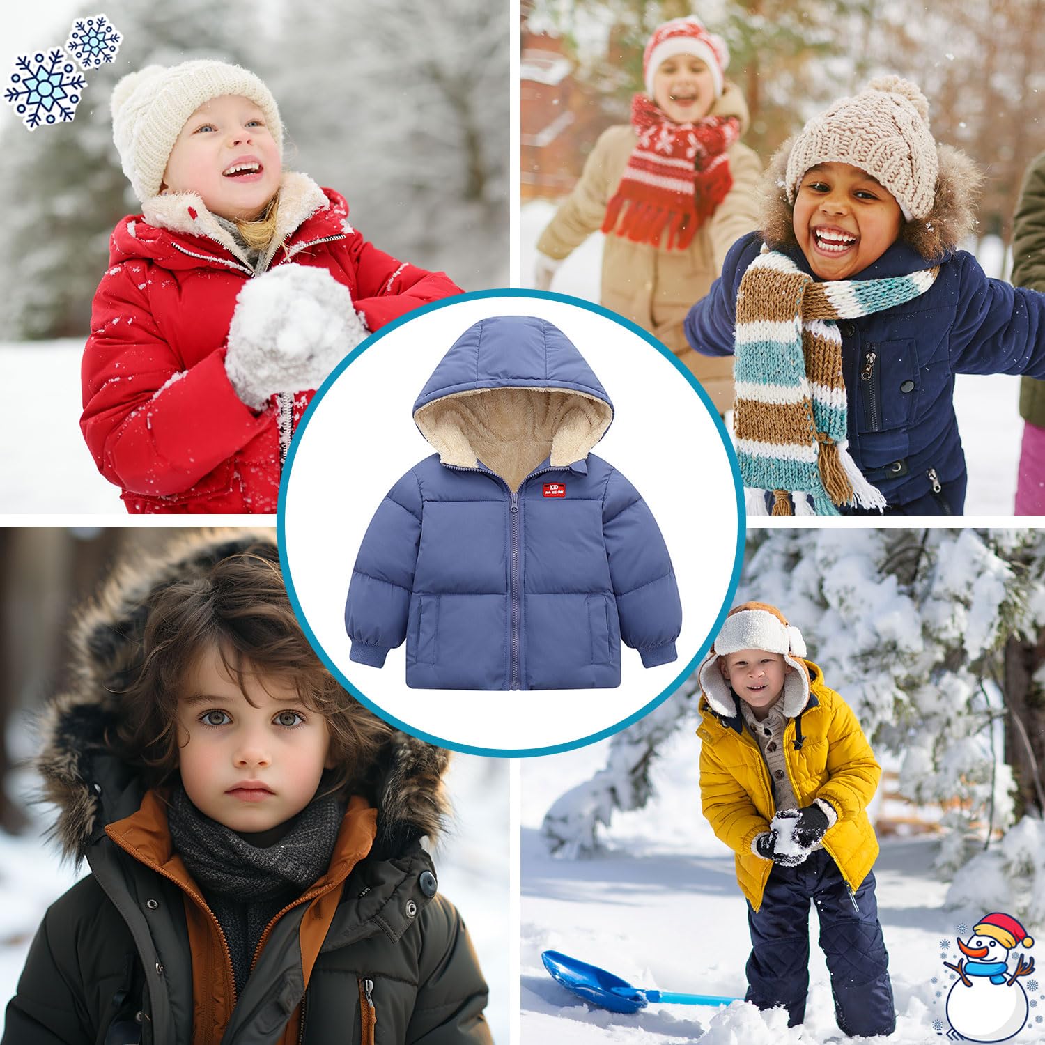 Kids4ever Cappotto Invernale per Bambina e Bambino Giacca con Cerniera e Cappuccio Antivento in Caldo Pile Tuta da Neve con Due Tasche 6 Mesi-5 Anni