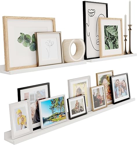 Wallniture Denver - Estantes flotantes de 48 a 24 a 24 pulgadas para marcos de fotos, decoración de pared de collage, juego de estantes de repisa de