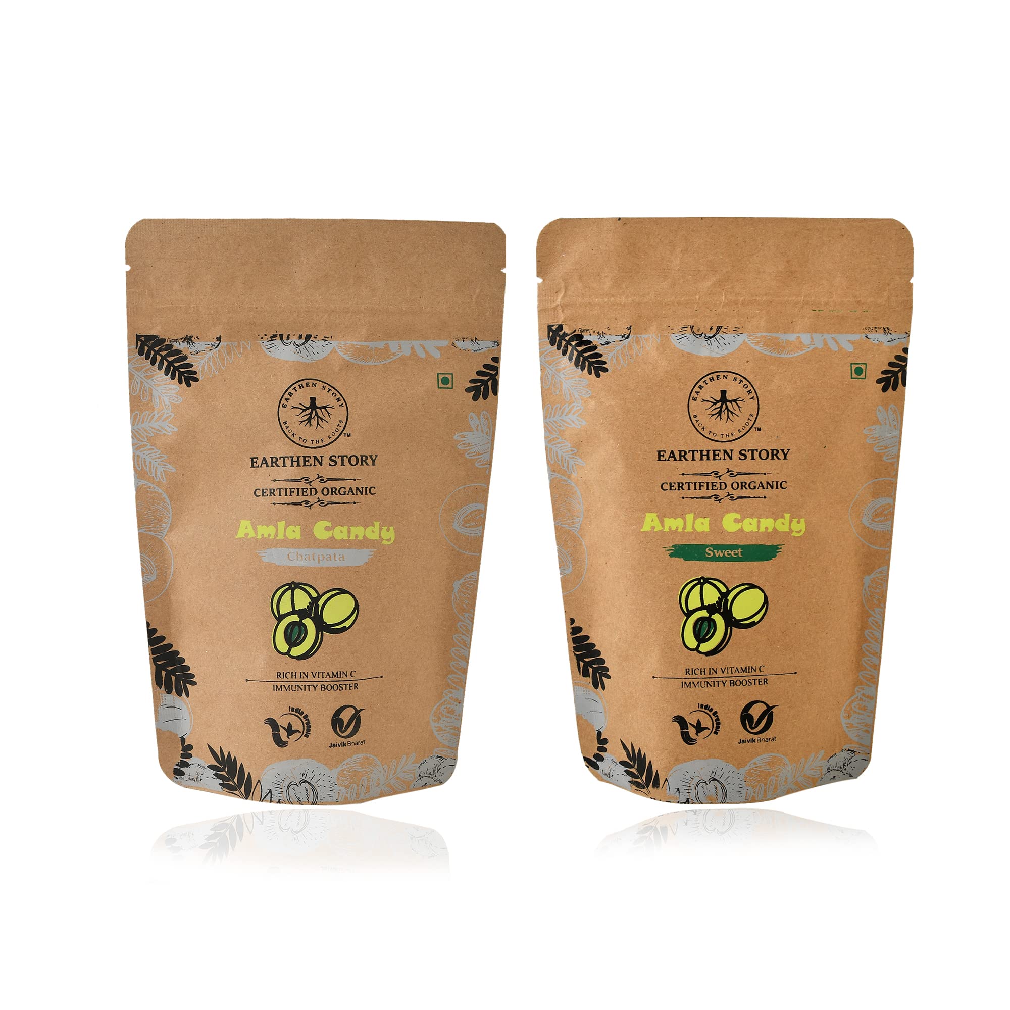 Earthen Story Certified Organic Amla Candy Combo – Sweet & Chatpata Flavors, 400g (2 x 200g) | Dry Gooseberry Rich in Vitamin C | Immunity Booster | Healthy Snack & Mouth Freshener | No preservatives