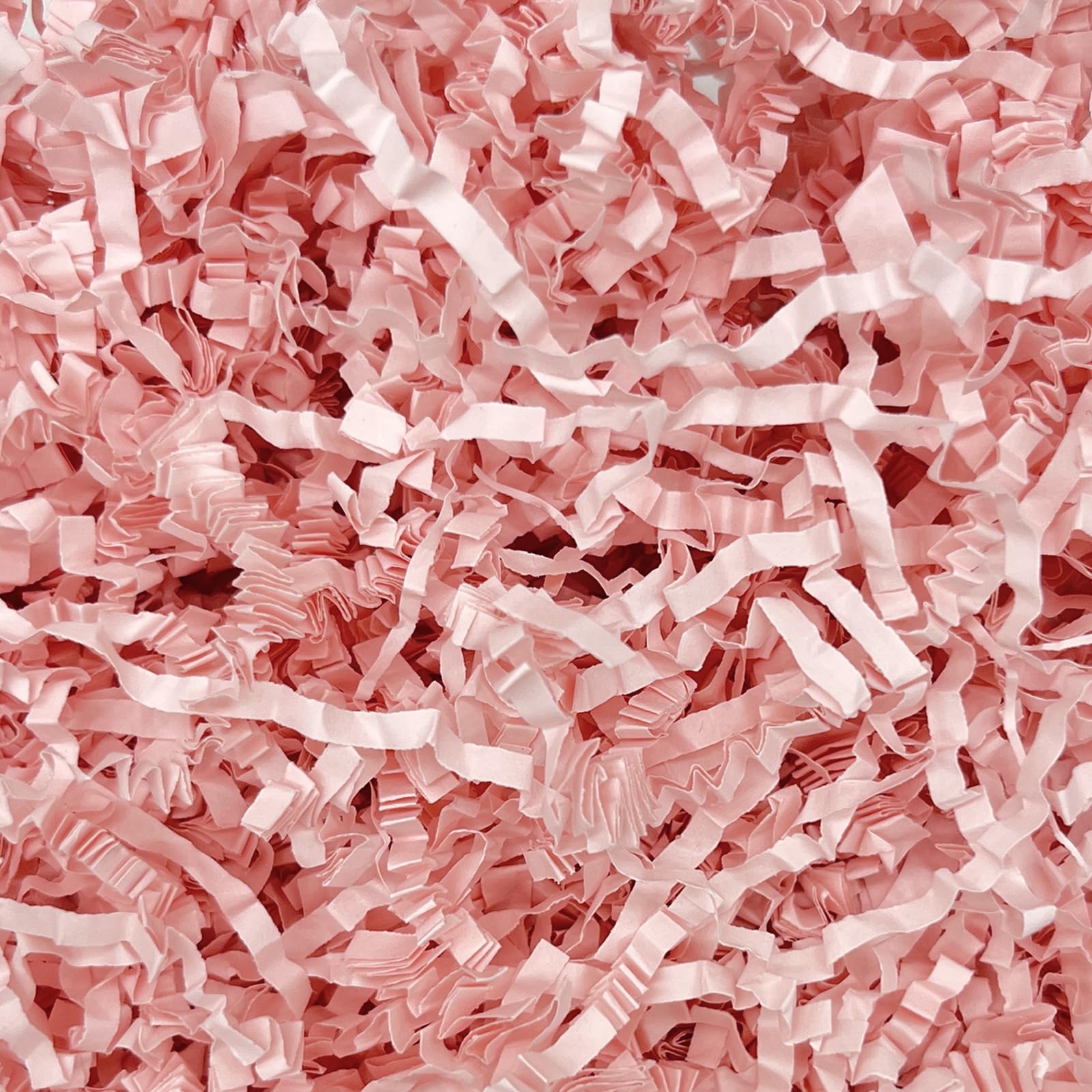 Light Pink Crinkle Cut Paper Shred Filler, 1 LB Basket Filler Shredded Paper, Confetti Stuffing for Basket Filling, Halloween, Valentine's Day, Birthdays, Gift Wrapping, Stuffer Party Supplies