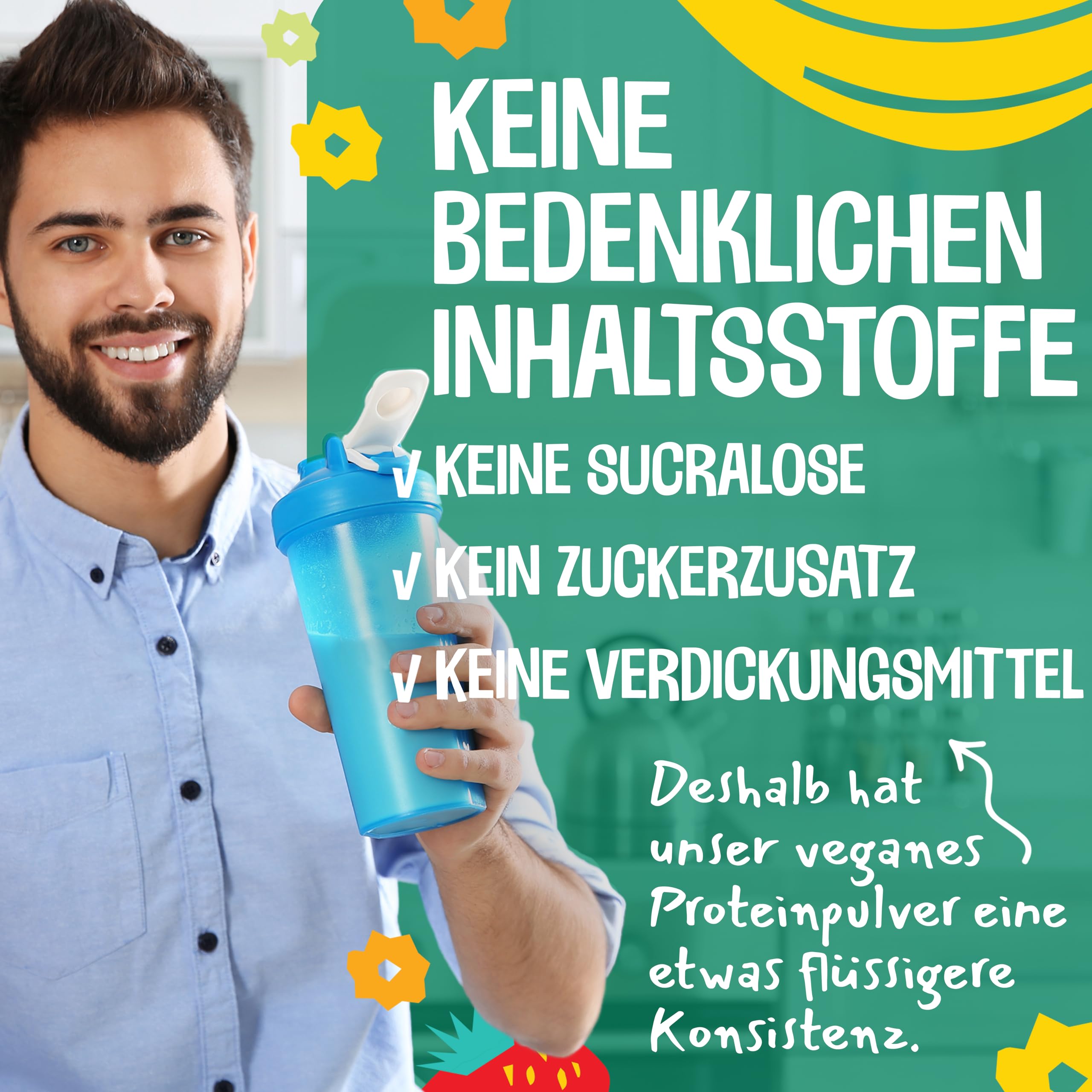 Vegan Protein Vanille | Keine Sucralose | Veganes Proteinpulver aus 4-Komponenten Pflanzliches Eiweißpulver - Laktosefrei, Glutenfrei - Ohne künstliche Aromen (Vanille, 1 Kg mit Dosierlöffel)
