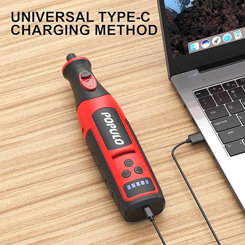 Miniatura 3 de POPULO - Herramienta giratoria inalámbrica de litio de 8 V con accesorios de herramientas giratorias de 124 piezas herramienta giratoria eléctrica