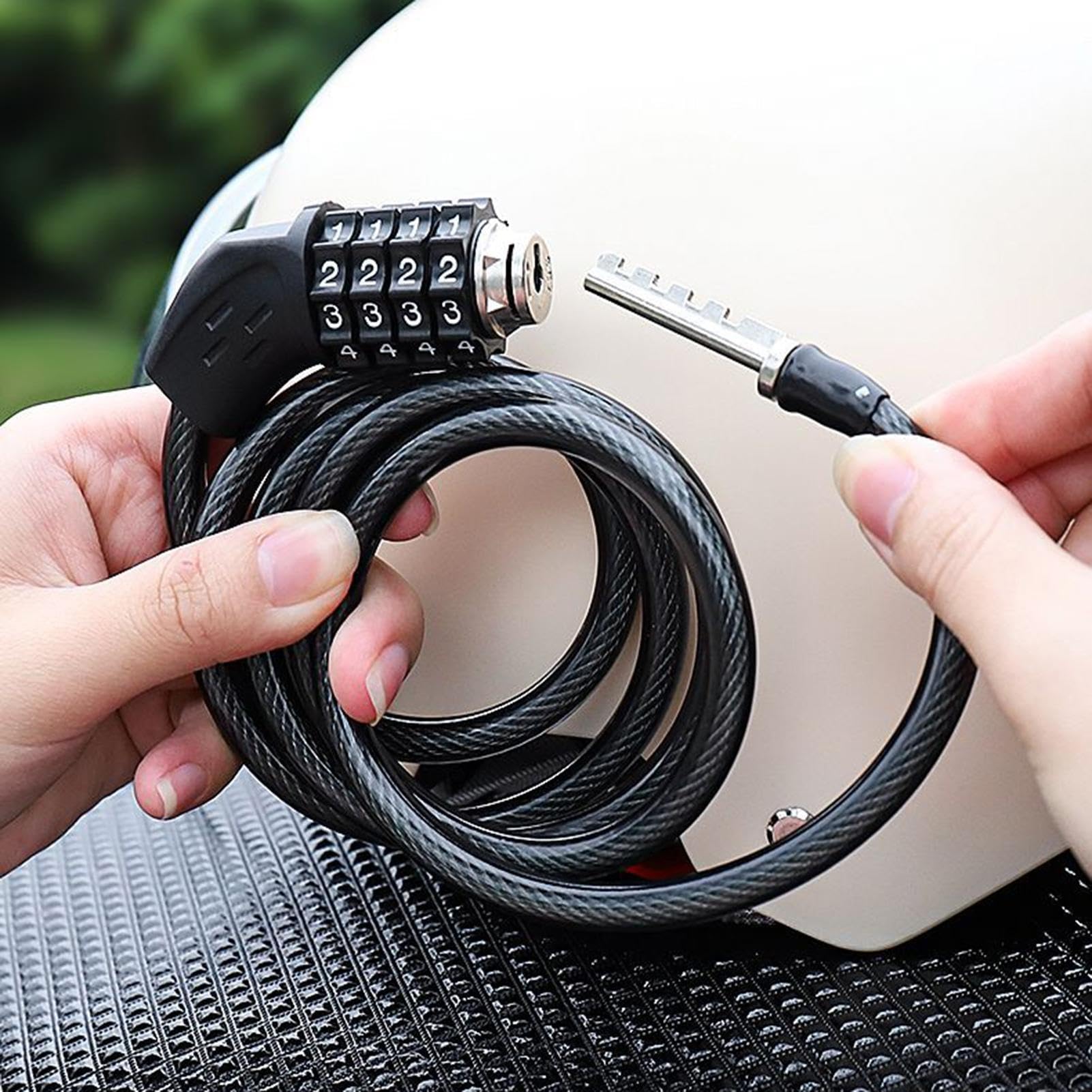 Cadenas à Combinaison Pour Moto/vélo - Câble En Acier De 120 Cm, Réglable, Résistant Aux Intempéries - 2
