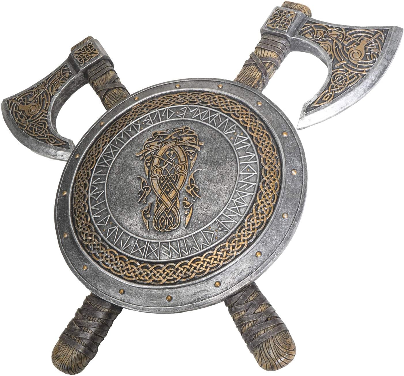 Pacific Giftware Nordic Mythology Viking Knotwork Berserker Axe and Shield Wall Plaque 21 Inches wide Valhalla Vengeance Gothic Wall Decor