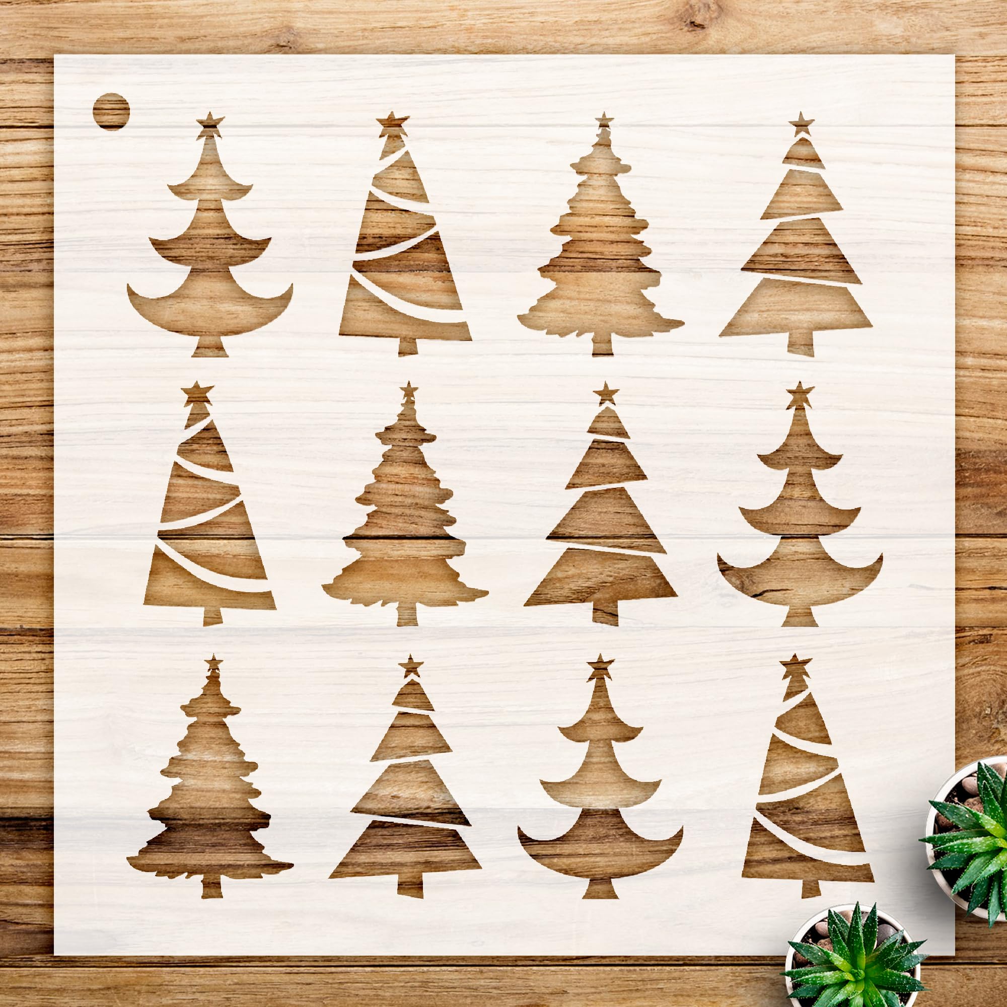 Christmas Trees Stencil Pattern for Walls and Crafts, Reusable Mylar Template, Ideal for Holiday Decor and Seasonal Gift Projects - Size A1 (23.4