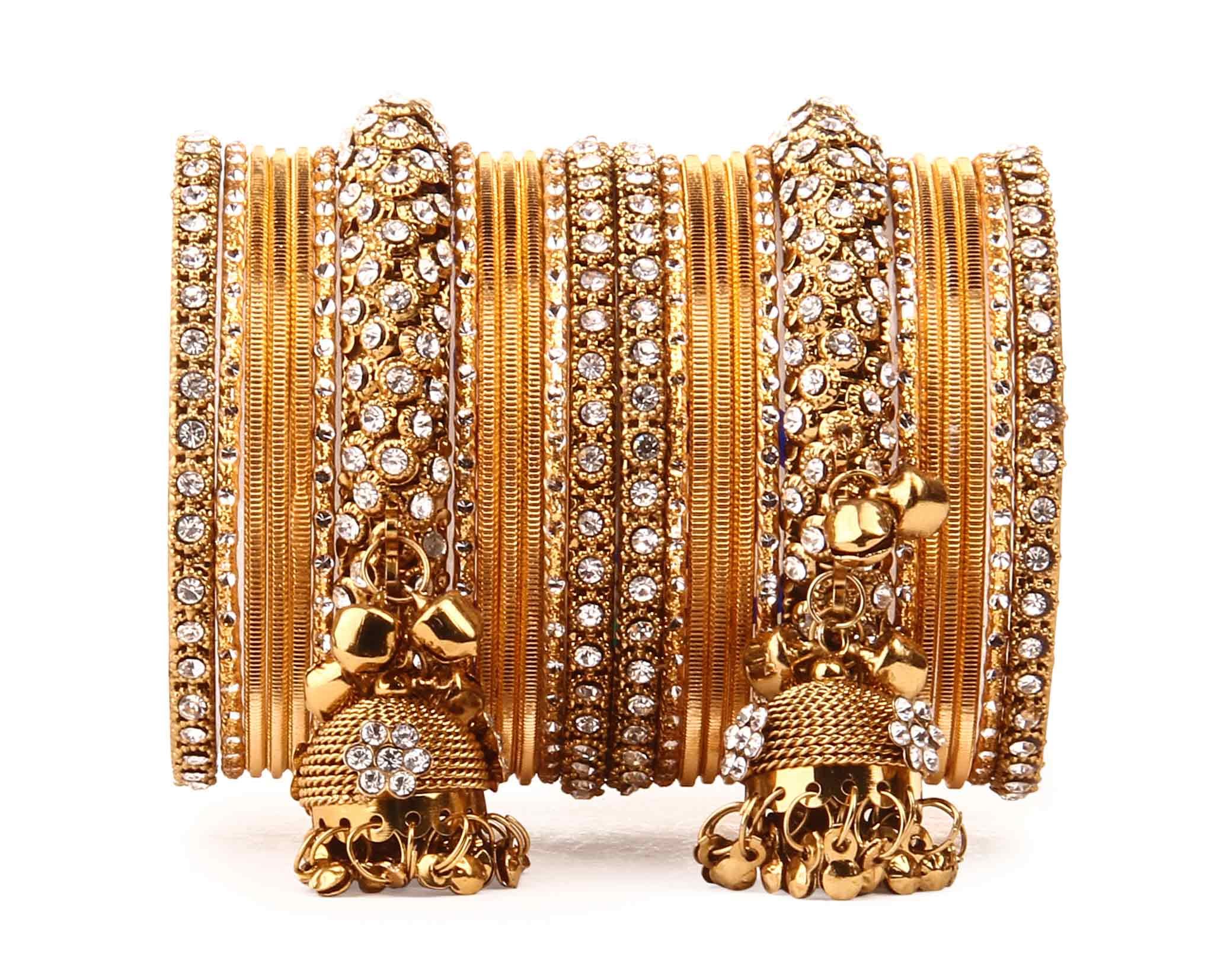 Leshya Traditional Shining Jhumki Bangle Set For Two Hands (Gold, 2.90) For Unisex Adult (B07RZCPQ1Q) Amazon Price History, Amazon Price Tracker