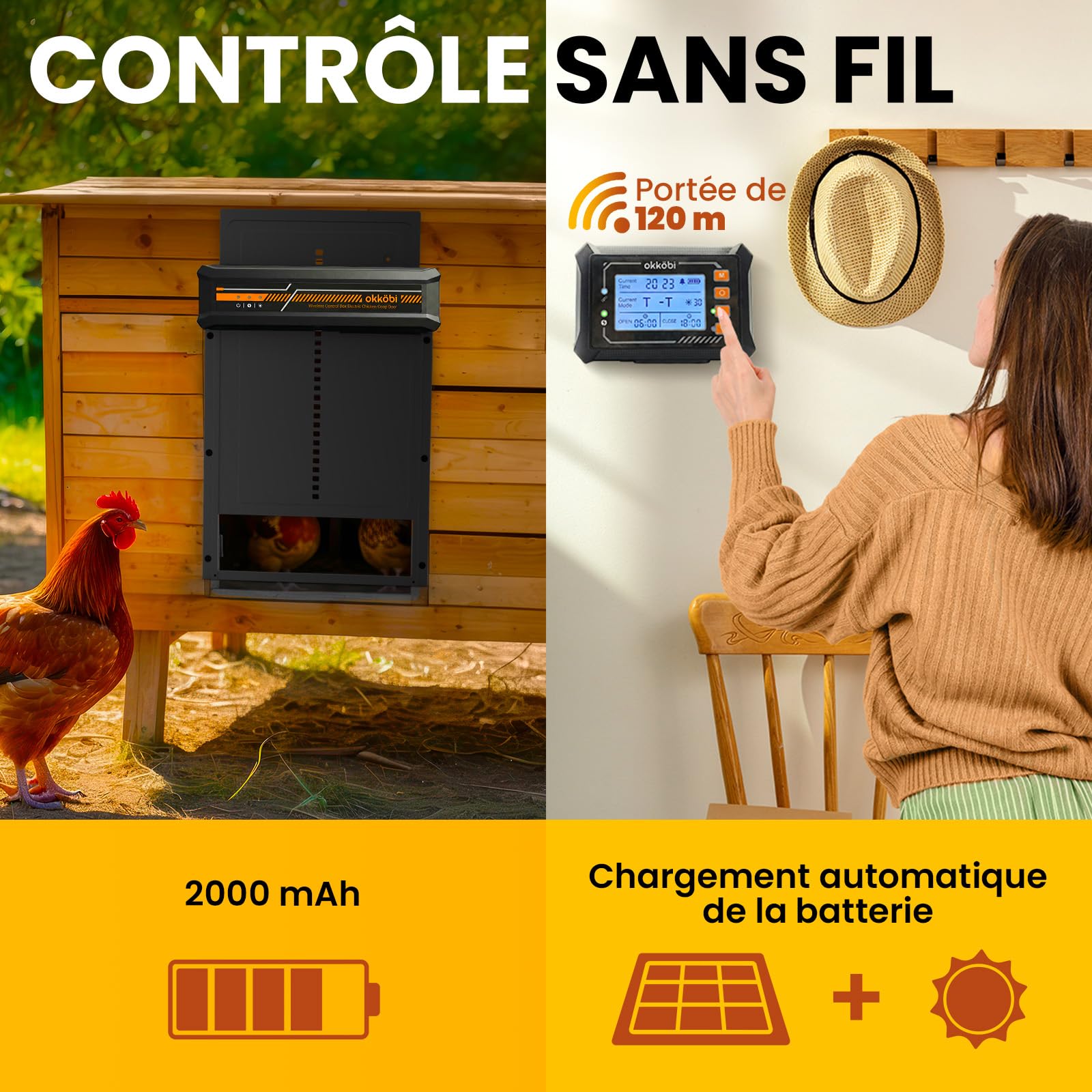 Porte Automatique de Poulailler Solaire - Boîtier de Contrôle sans Fil