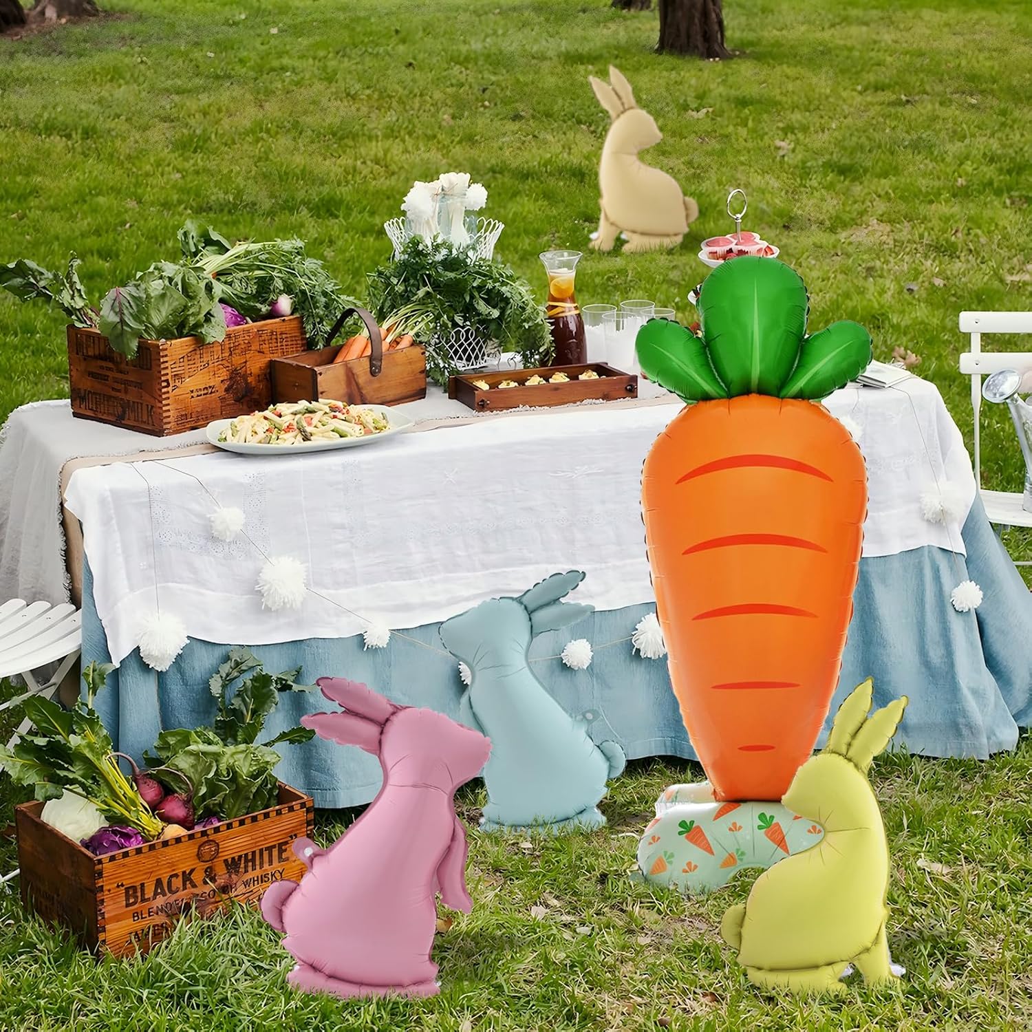 5Pcs Easter Balloons Large Standing Carrot Balloon Standing Bunny Foil Balloons for Easter Party Decorations Birthday Baby Shower Supplies