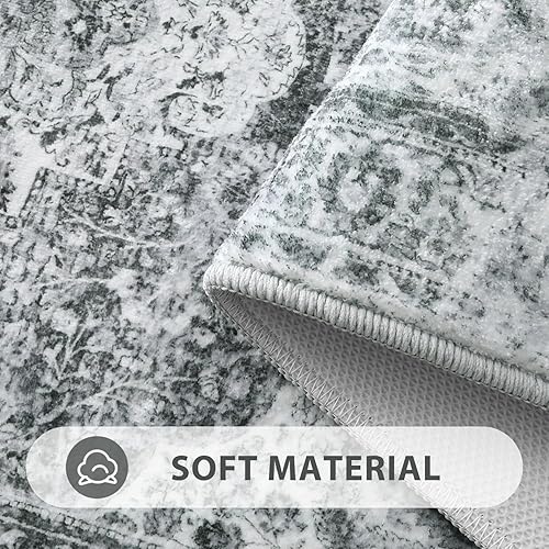 Miniatura 2 de Uphome Tapete de baño gris, estilo bohemio y desgastado, tapete de baño pequeño de terciopelo súper acogedor, antideslizante, lavable a máquina,