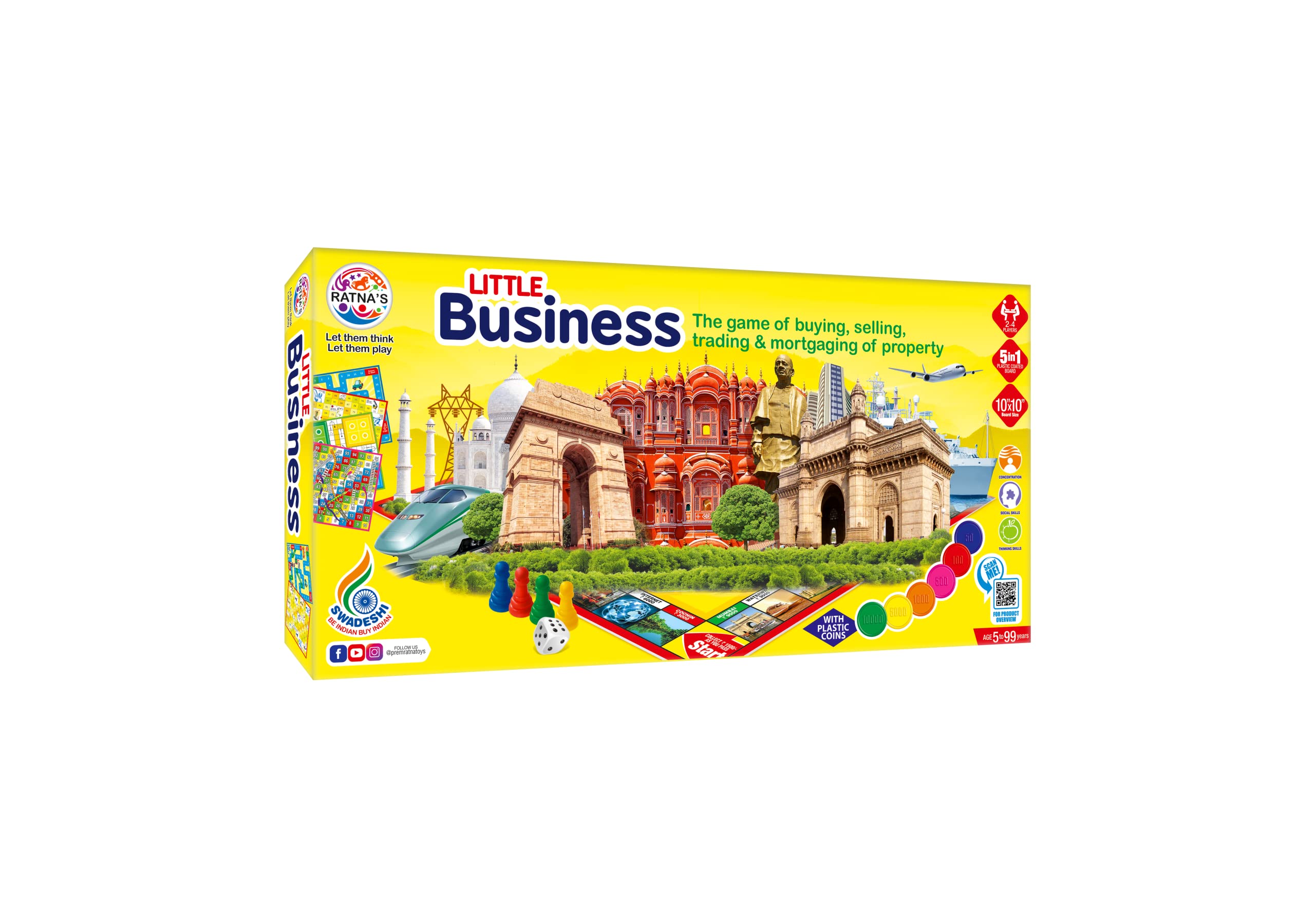 Ratna's Classic Strategy Game Little Business Coins 5 in 1 for Young Businessman