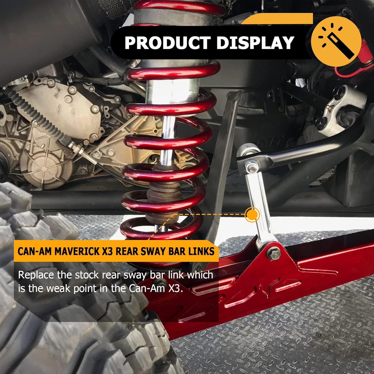 WeiSen Rear Sway Bar Links Kit 6061 Aluminum Compatible with Can-Am Maverick X3 2017-2025(Silver)