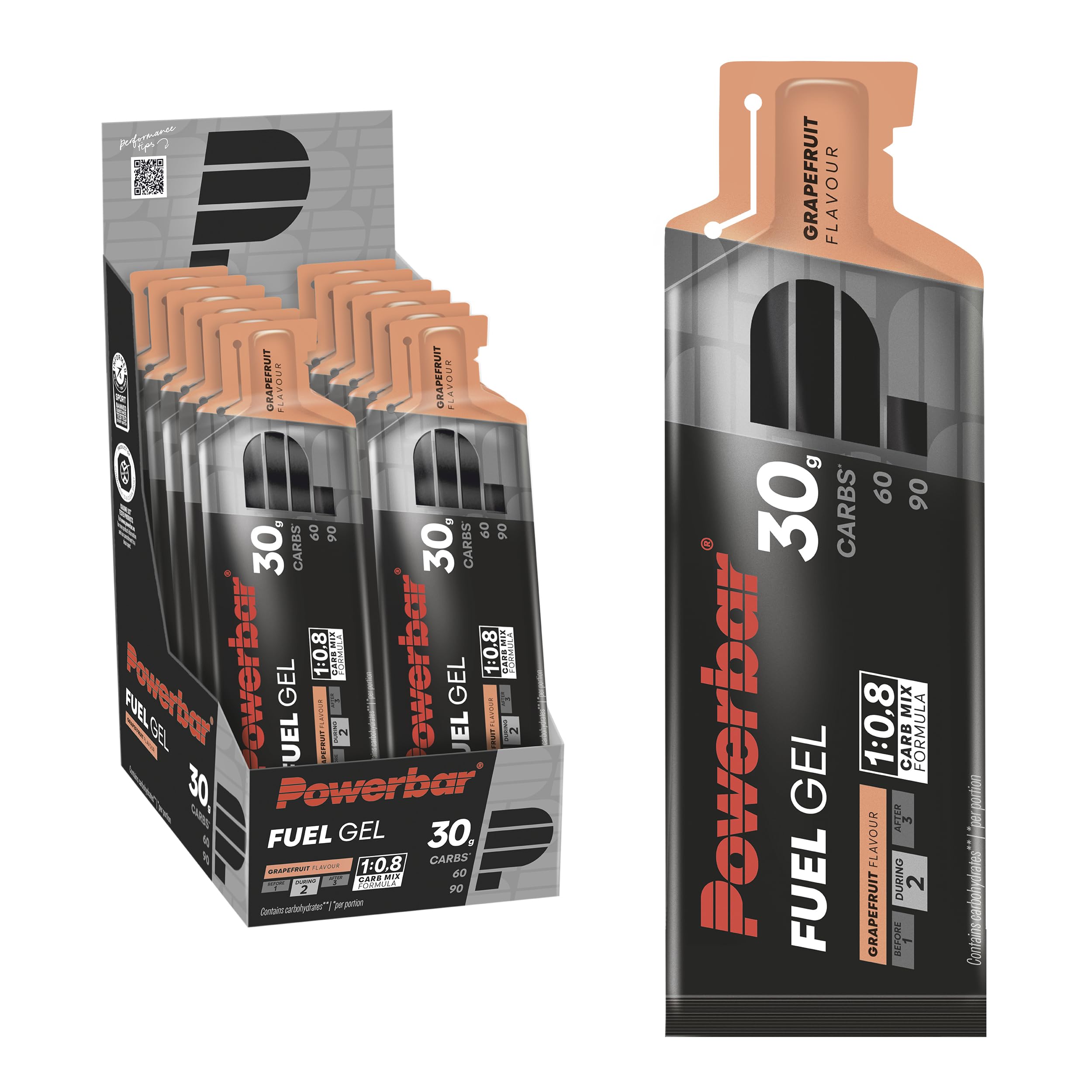 Powerbar - Black Line - Fuel 30 Gel - Grapefruit - 12x50ml - Gel énergétique riche en glucides - Sans caféine