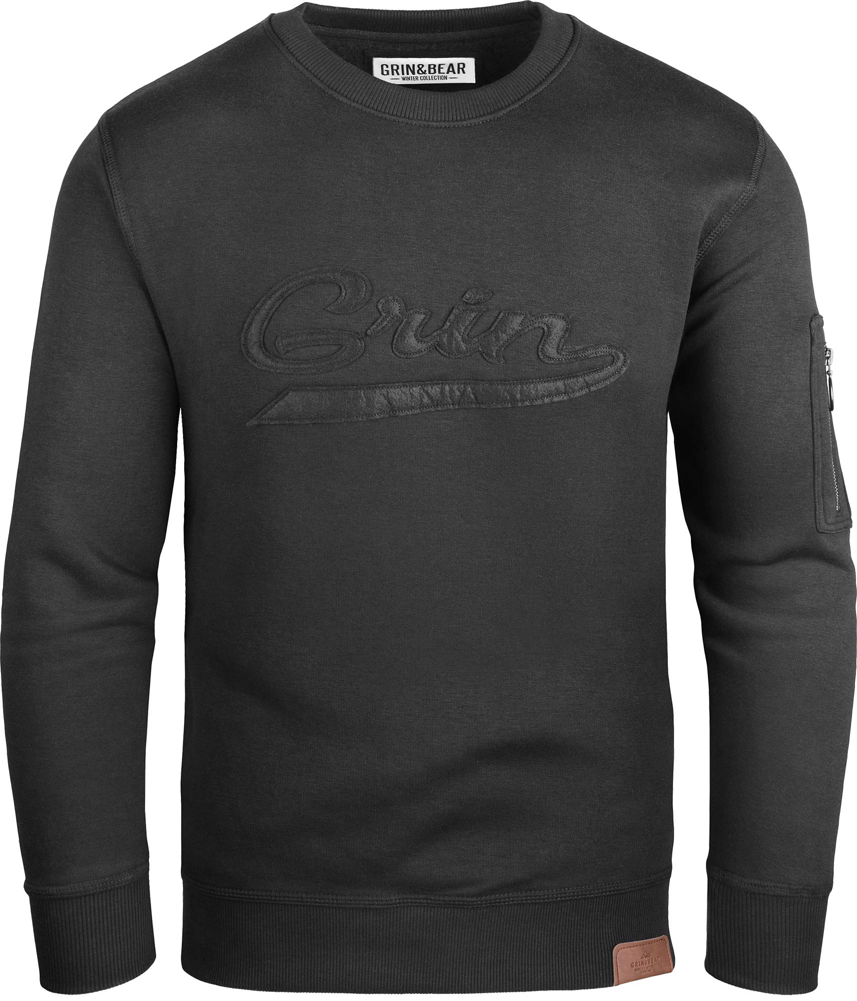 Grin&Bear GEC542 Sweat à capuche à col rond pour homme avec poche sur la manche