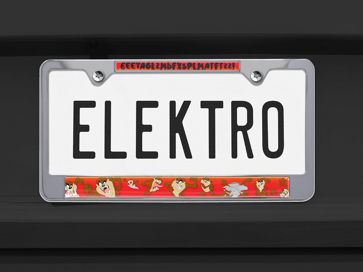 Elektroplate Officially Licensed – Looney Tunes Tasmanian Devil Taz Chrome-Plated All-Metal Standard Size License Plate Frame Tag Holder for Cars/SUVs/Trucks Weather-Proof Automotive Accessory