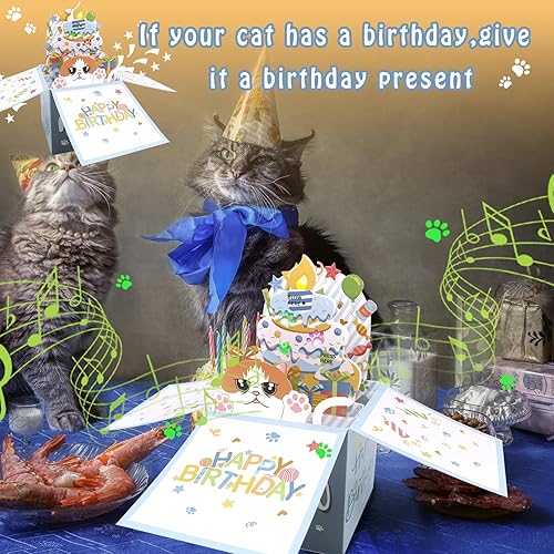 Miniatura 6 de DTESL Tarjetas de cumpleaños divertidas 3D desplegables, tarjeta de cumpleaños de gato Garfield en 3D para mujeres, tarjetas de felicitación de mamá