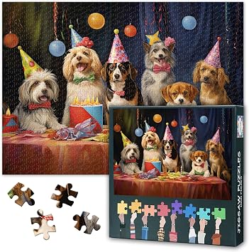 Dog Jigsaw Puzzle Funny Animals Jigsaw Puzzles 1000 Pieces for Adults Puppy's Birthday Party Puzzles 1000 Pieces Finished Size 50x70cm