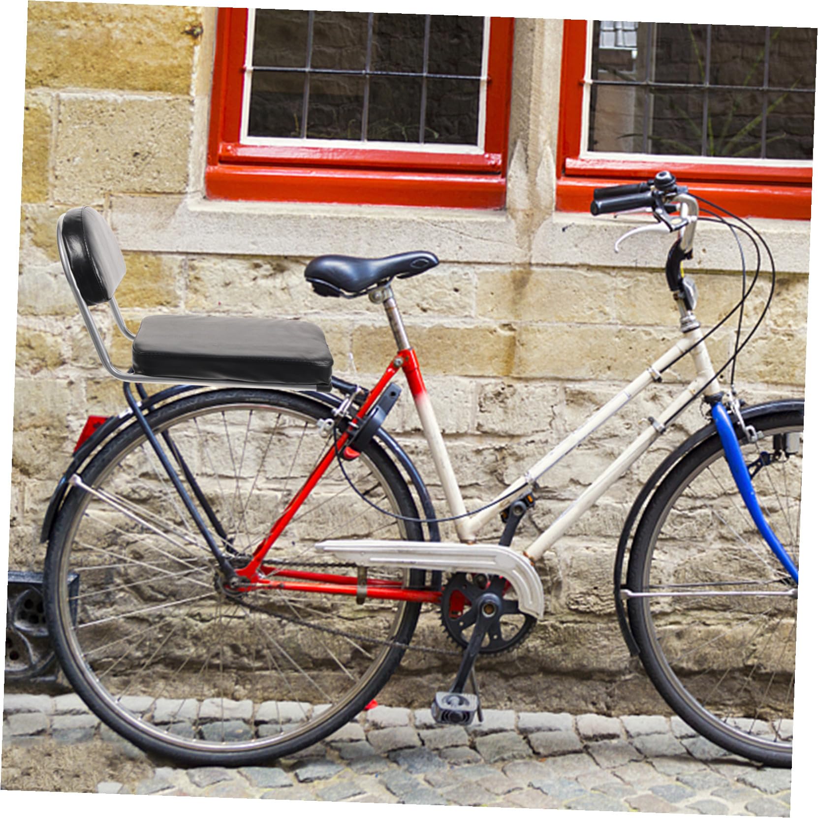 Galpada Fahrradsattel mit Rückenlehne, Leder Metall, Schwarz