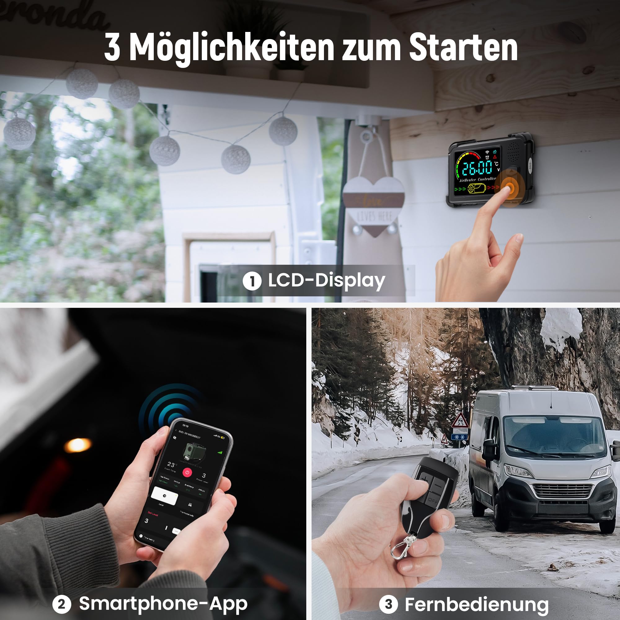 maXpeedingrods 2KW 12V Diesel Standheizung Heizgerät für LKW Wohnwagen Boot Yacht LCD-Schalter