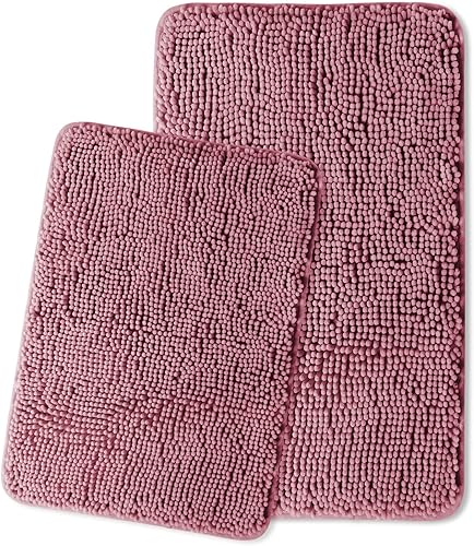 Miniatura 148 de Yeaban Alfombras de baño gris oscuro – Gruesas alfombras de baño de chenilla | Alfombras de baño absorbentes y lavables antideslizantes, alfombras
