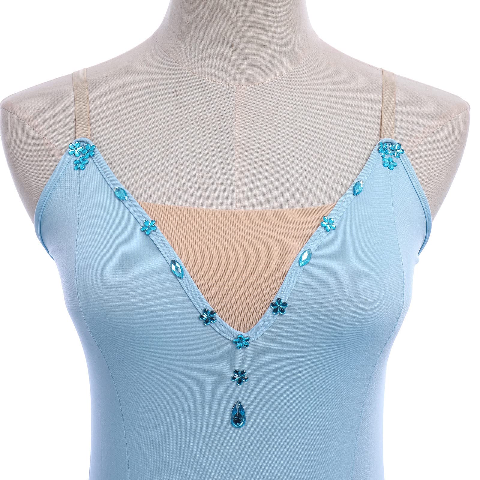 Odizli Ballettkleidung Damen Spaghettiträger Tanzbody Tütü Tüllrock Ballettkleid+Haarspange Tanzkleid