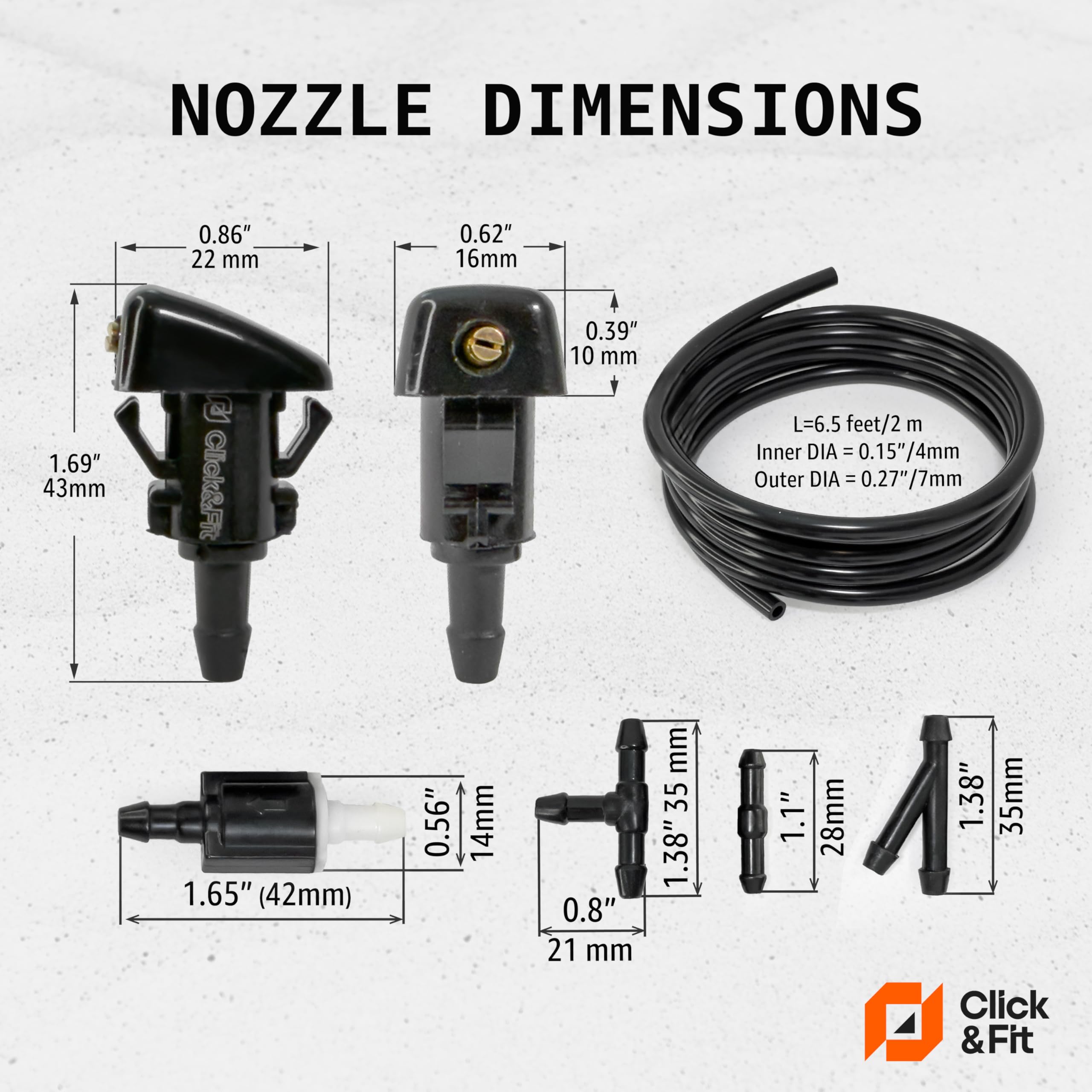 Click&Fit Adj zestaw naprawczy dysz spryskiwaczy przedniej szyby kompatybilny z Jeep Grand Cherokee Compass Patriot, Chrysler 300 Cruiser, Dodge Journey Caliber Avenger Charger 2005-2016 - zawory