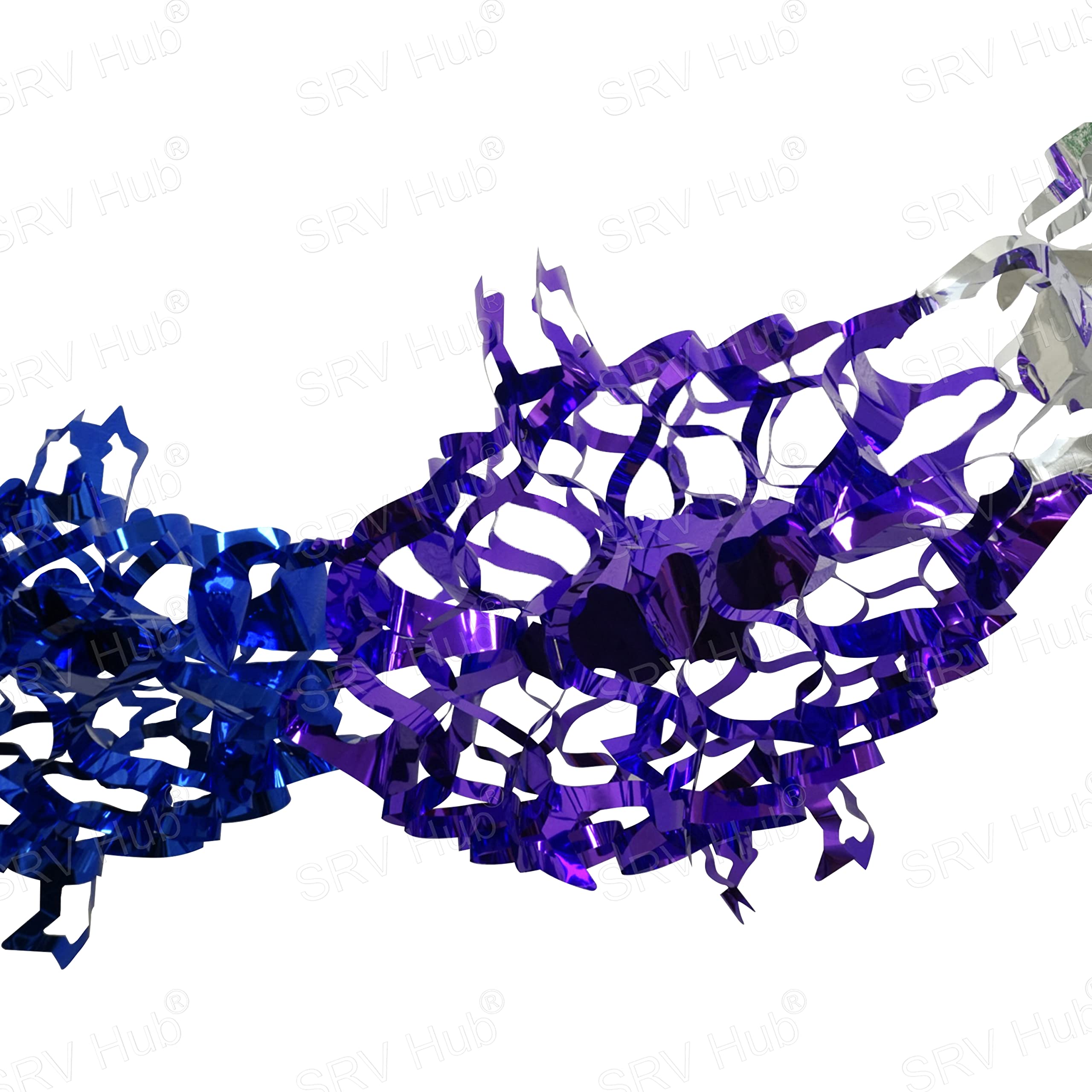 Christmas Hanging Ceiling Foil Wall Decoration Best For Party Decoration (Pack of 3 Purple/Silver/Blue Star Garland) - Image 4