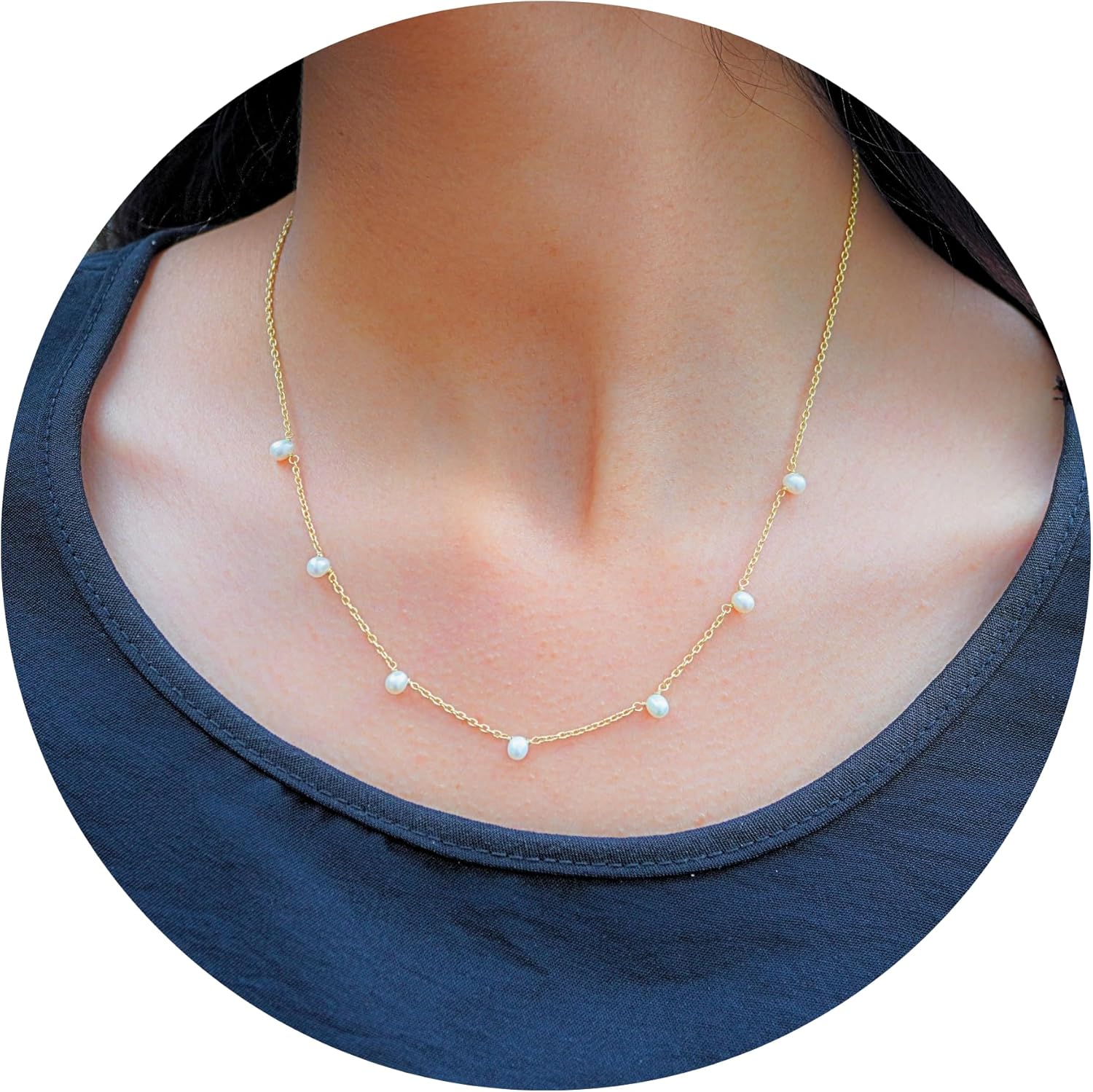 Pearl Necklaces for Women - Chunky & Dainty Real Freshwater Pearl Necklace with 18K Gold Vermeil Necklace for Women - Exquisite and Unique Gold Pearls Necklace Birthday Gifts for Women Mom