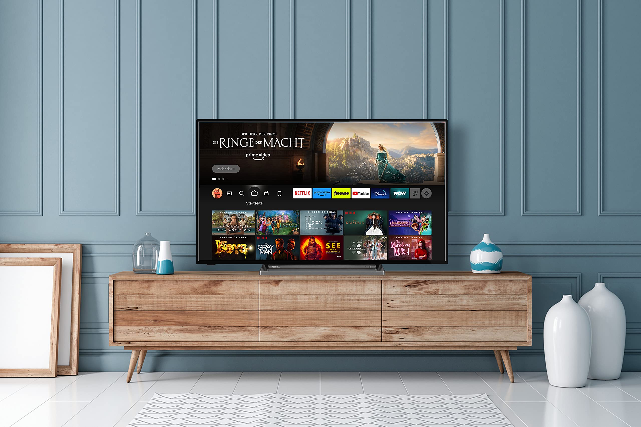Toshiba 43UF3D63DAX 43 Zoll Smart Fire TV Fernseher (4K Ultra HD, HDR Dolby Vision, Triple-Tuner, Alexa Sprachsteuerung, Bluetooth, Sound by Onkyo), Schwarz