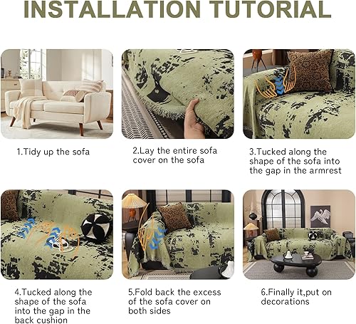 Miniatura 196 de HANDONTIME fundas de sofá beige para sofá, fundas boho de jacquard y corduroy para perros, funda de sofá de felpilla para perros, protector suave