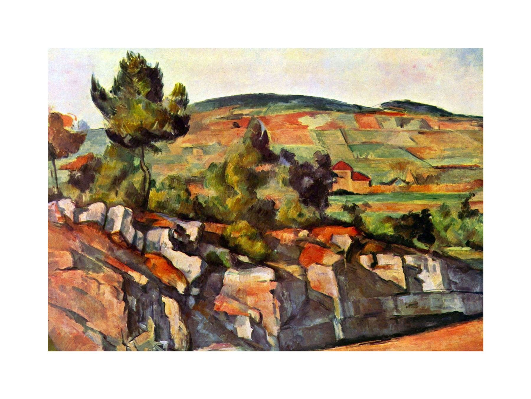Wee Blue Coo Painting Cezanne Mountains In Provence Old Master Wall Art Print