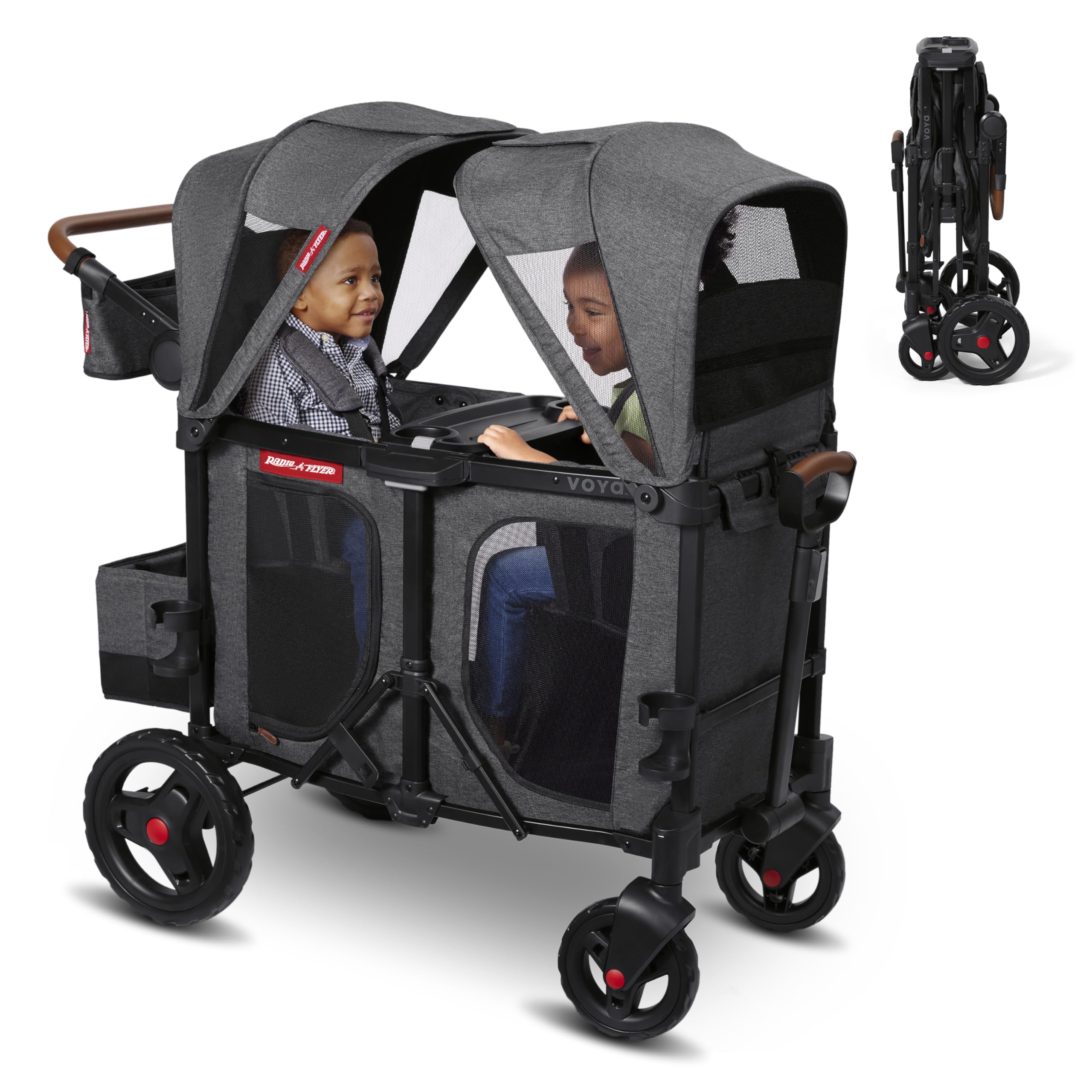 Baby Stroller, Wagon for Kids, Outside Toys for Toddlers 1-3, Outdoor Play Rolling Cart, Beach Cart with Wheels, Radio Flyer Voya Stroller Wagon, Gray, for Ages 6+ Months