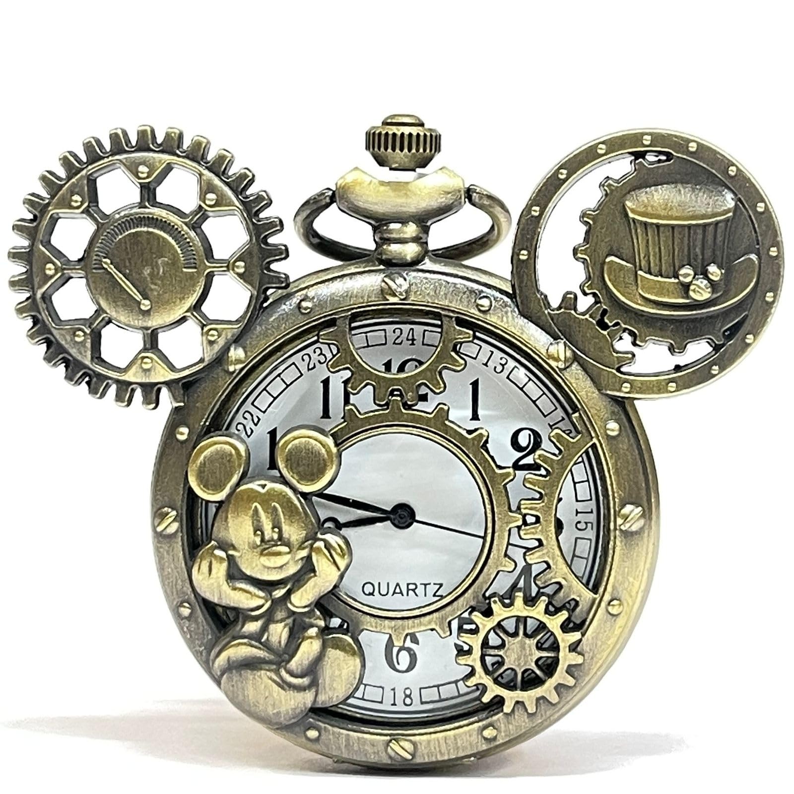 Azyasco | Antique Design Pocket Watch Keychain White Dial Quartz Analog Vintage Collectible Gift Chrome Silver Metal Pocket Watch Chain-image-8