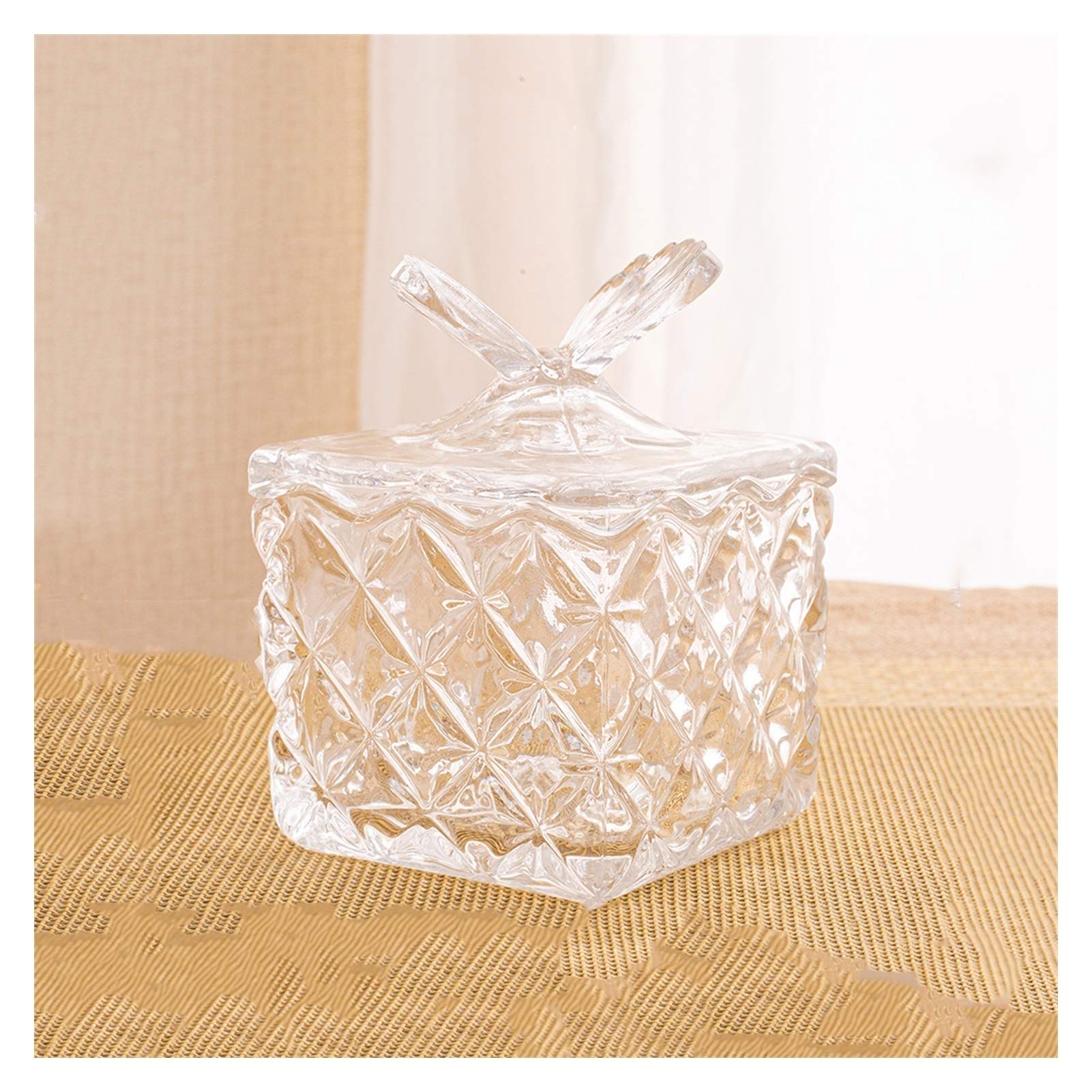 FGJsfhrDTU Glass Storage Jars, Sugar Bowl Glass Coffee Cube Candies Tea and Dried Fruit Storage Tanks are(A)