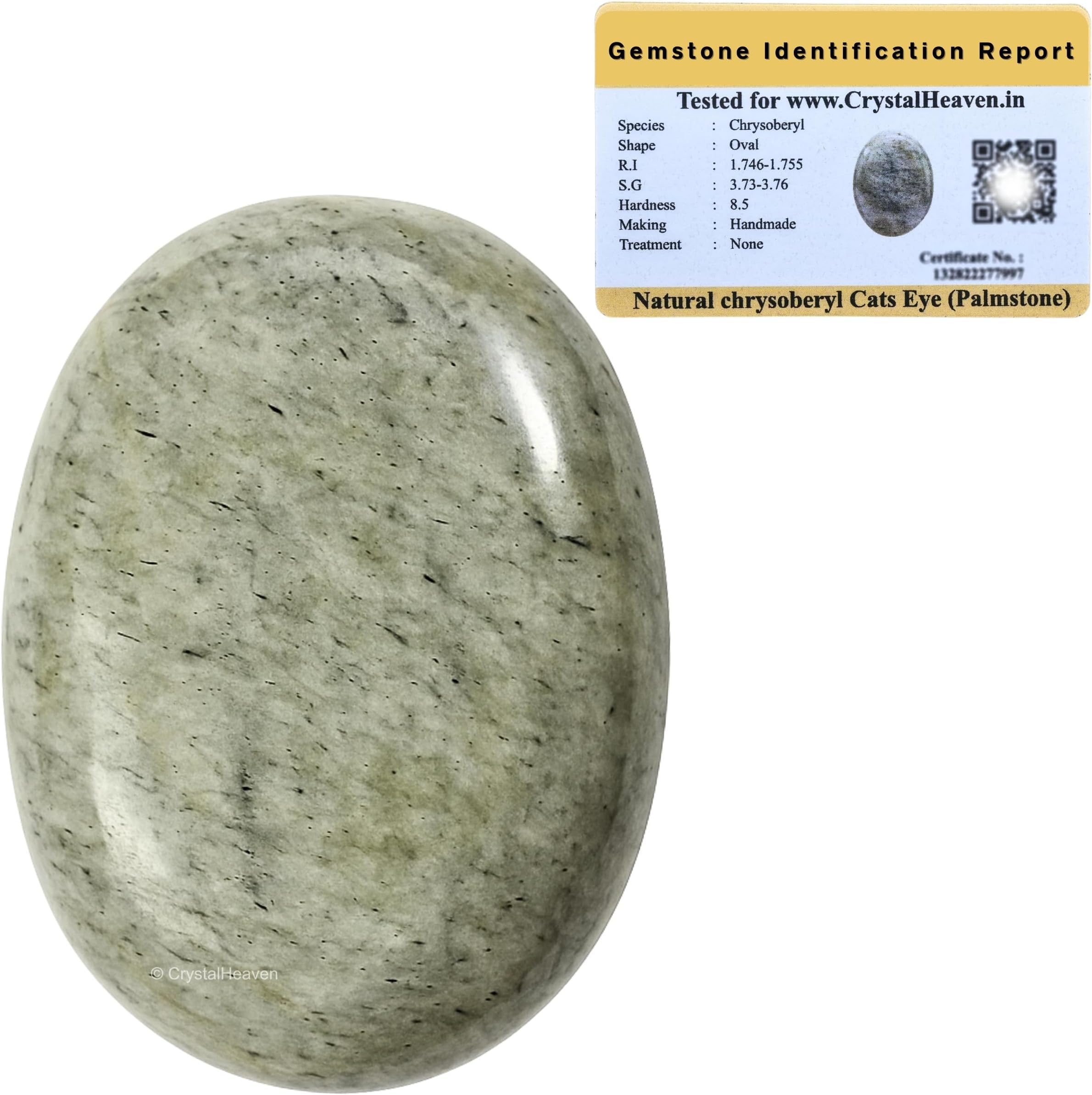 Crystal Heaven Certified Chrysoberyl Cats Eye Palm Pebbles Stones For Anxiety Stress Relief Massage- Aaa Grade Original Healing Gemstone Agate Palm Stone For Yoga Meditation Spiritual Reiki Feng Shui